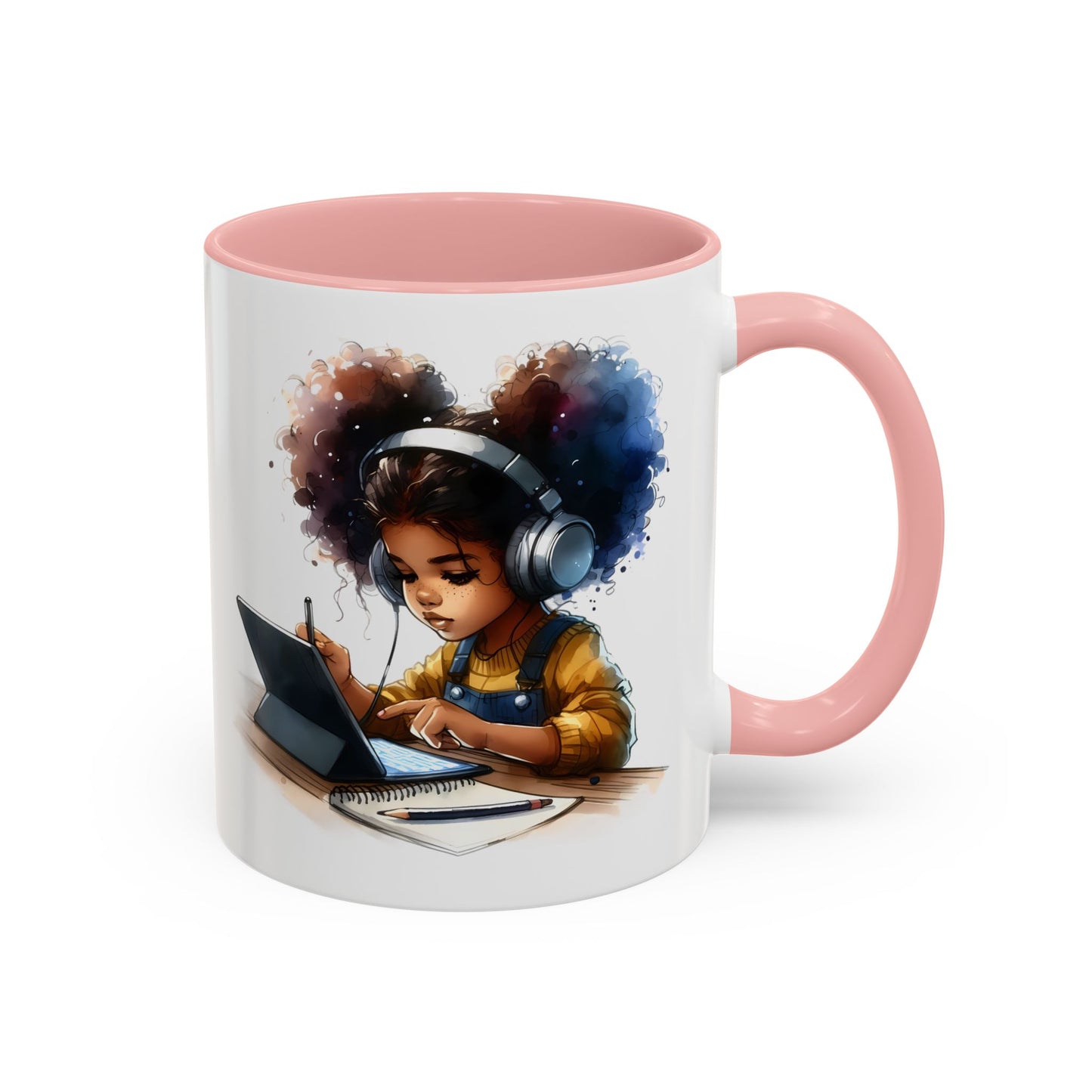 Vibrant Kid's Study Mug, Art Inspired Coffee Cup, Black Handle Tea Mug, Creative Gift for Students, Birthday Present