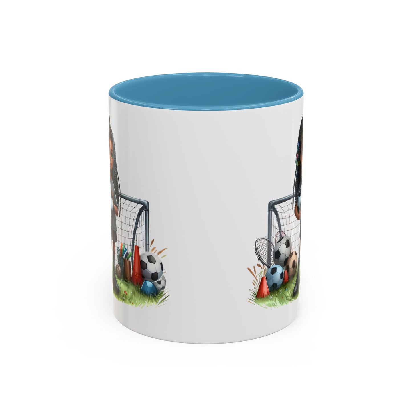 Soccer-Themed Accent Coffee Mug, Personalized Sports Fan Gift, Perfect for Coaches, Players, Kids, and Birthdays