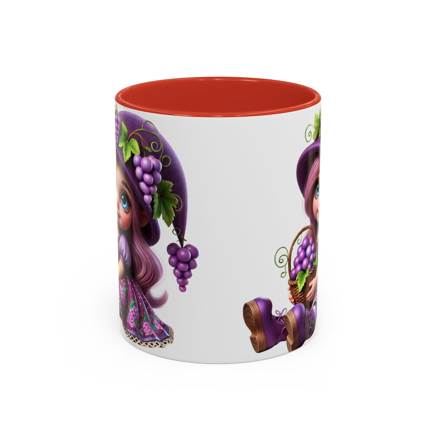 Whimsical Grape Girl Coffee Mug - Fun 11oz & 15oz Accent Mugs for Kids and Wine Lovers