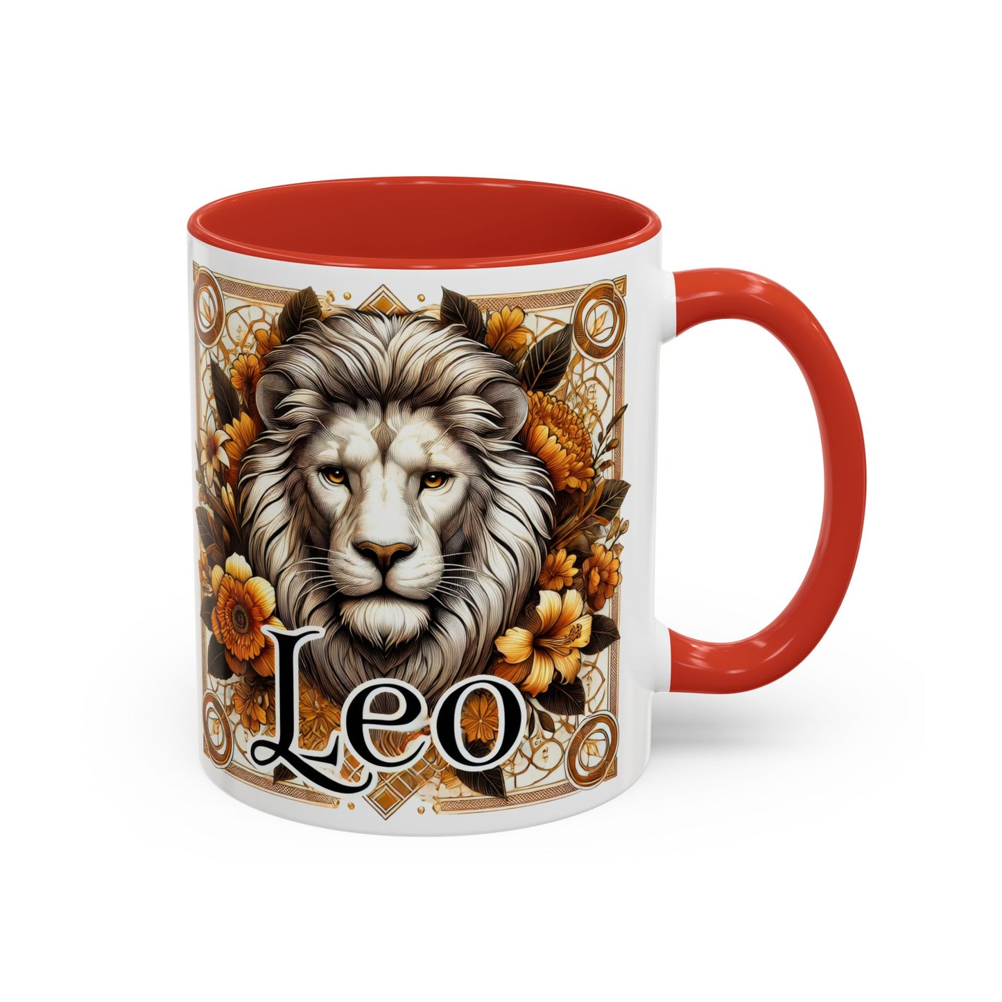 Leo Zodiac Accent Coffee Mug – Bold Floral Design for Astrology Lovers