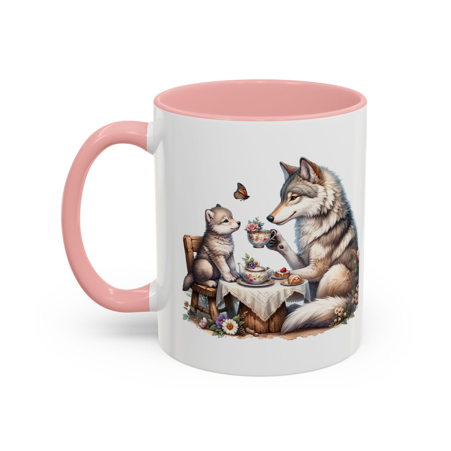 Whimsical Wolf Tea Time Mug | Cute Animal Coffee Cup, Gifts for Animal Lovers, Home Decor, Cozy Kitchen, Unique Gift Idea