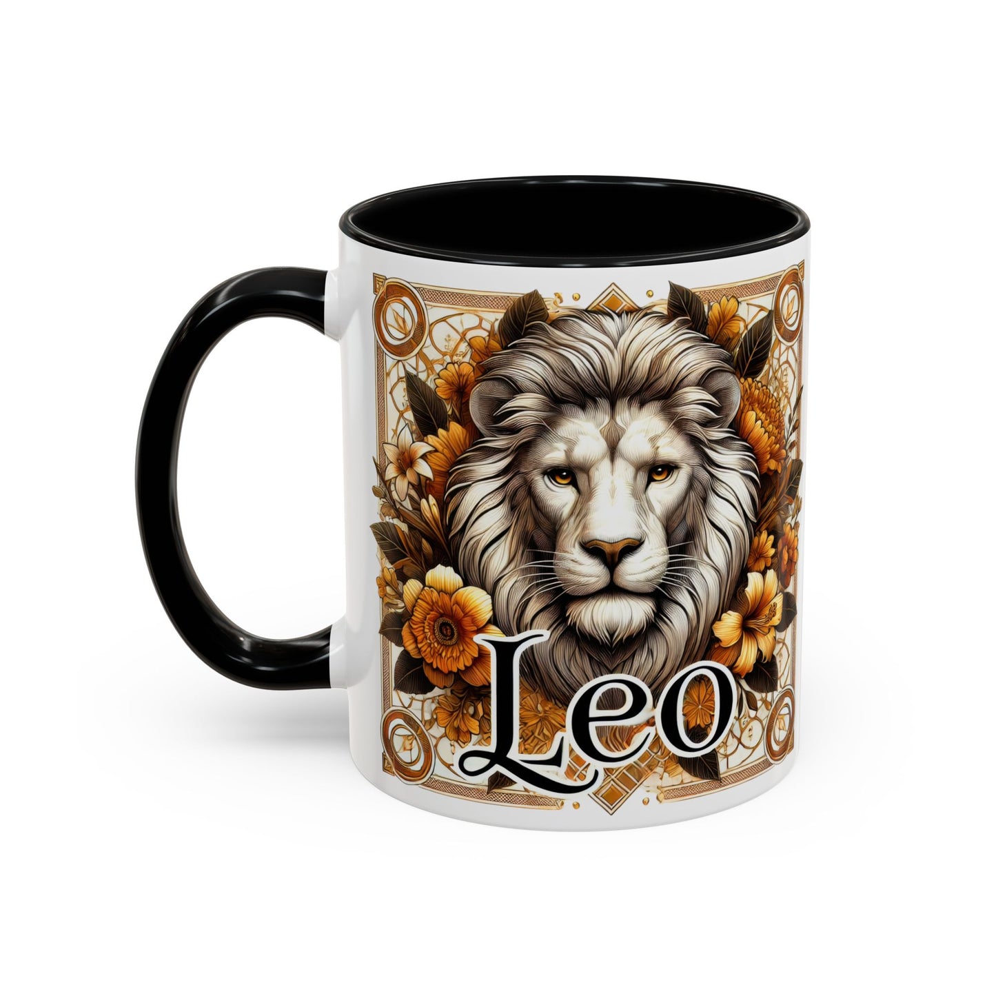 Leo Zodiac Accent Coffee Mug – Bold Floral Design for Astrology Lovers