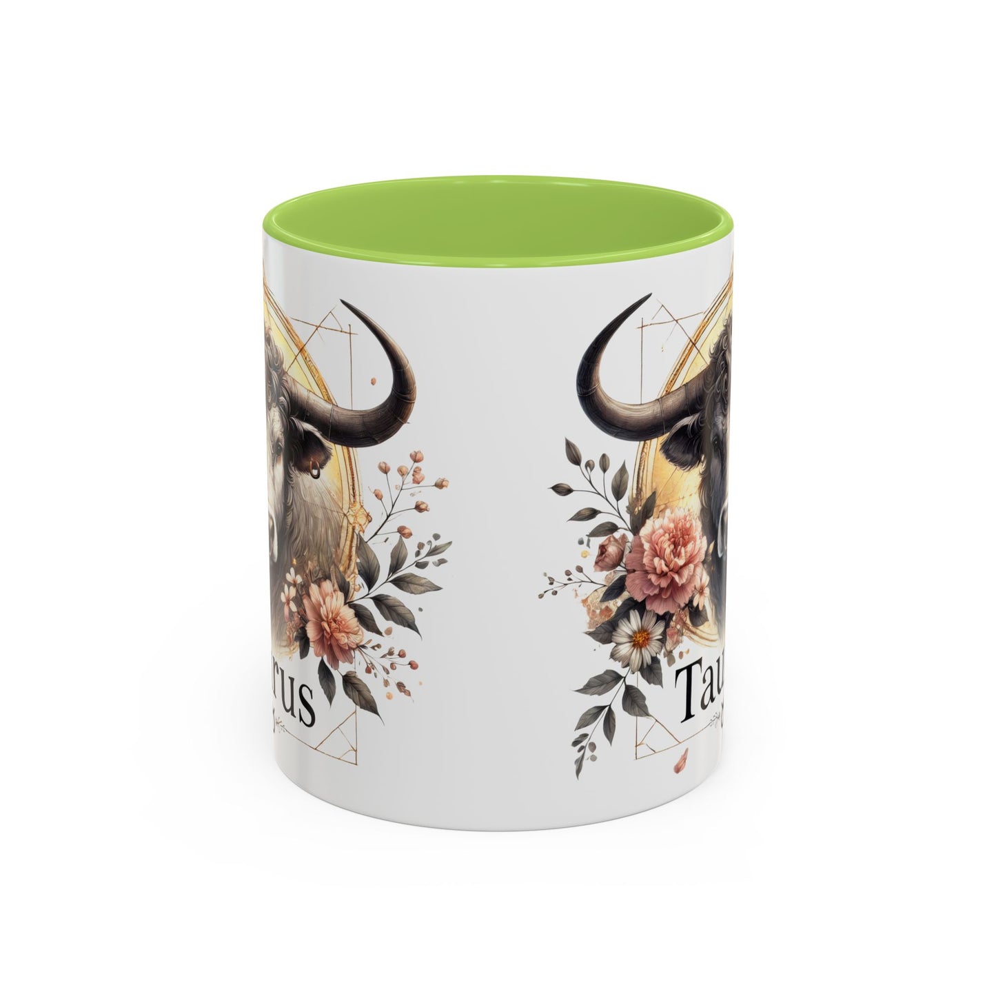 Taurus Floral Accent Coffee Mug | Astrology Gift for Taurus Fans | Office, Birthday, Zodiac Decor, Personalized Mug, Home & Kitchen