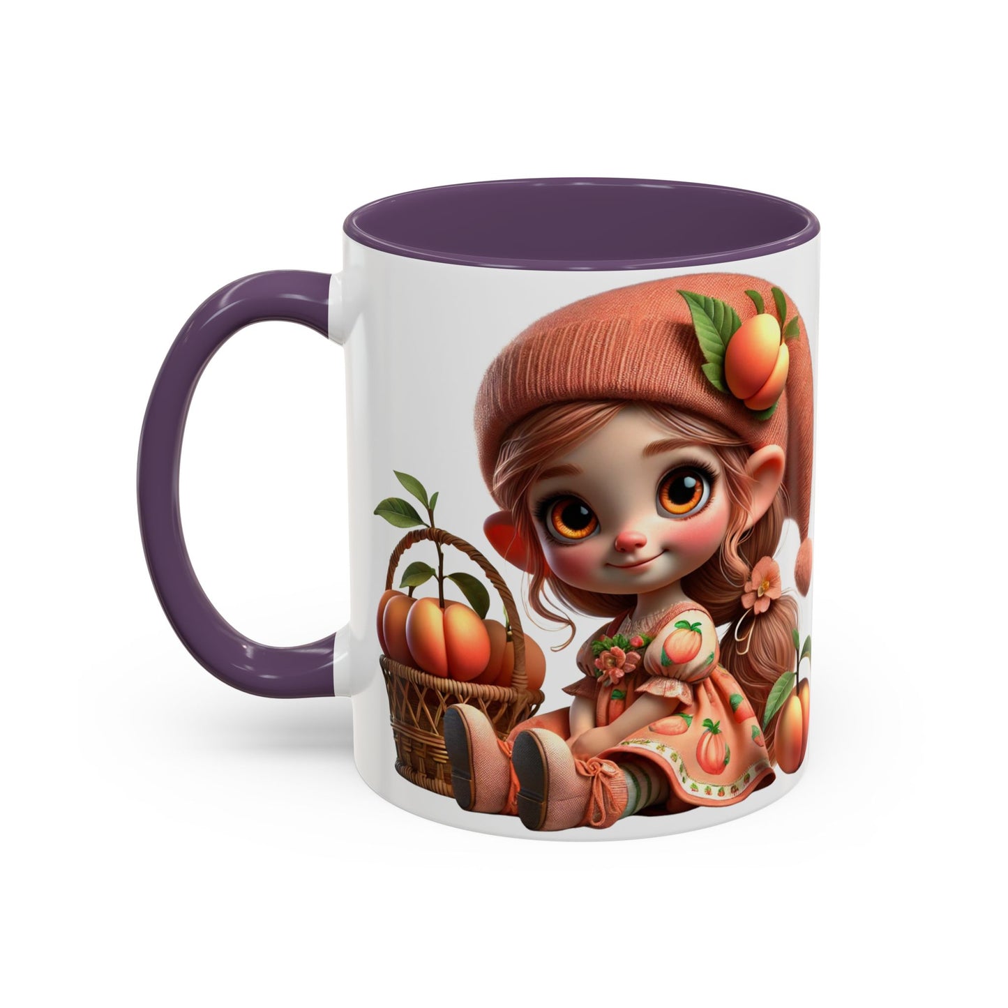 Cute Peach Character Accent Coffee Mug - Ideal for Cozy Mornings