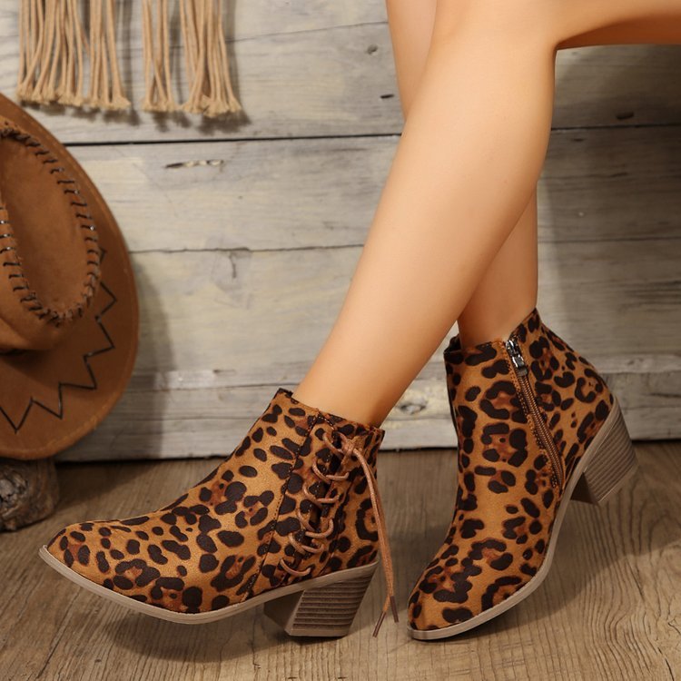 Plus Size Leopard Print Side Strap Fashion Boots Store Hive UNIjuntos