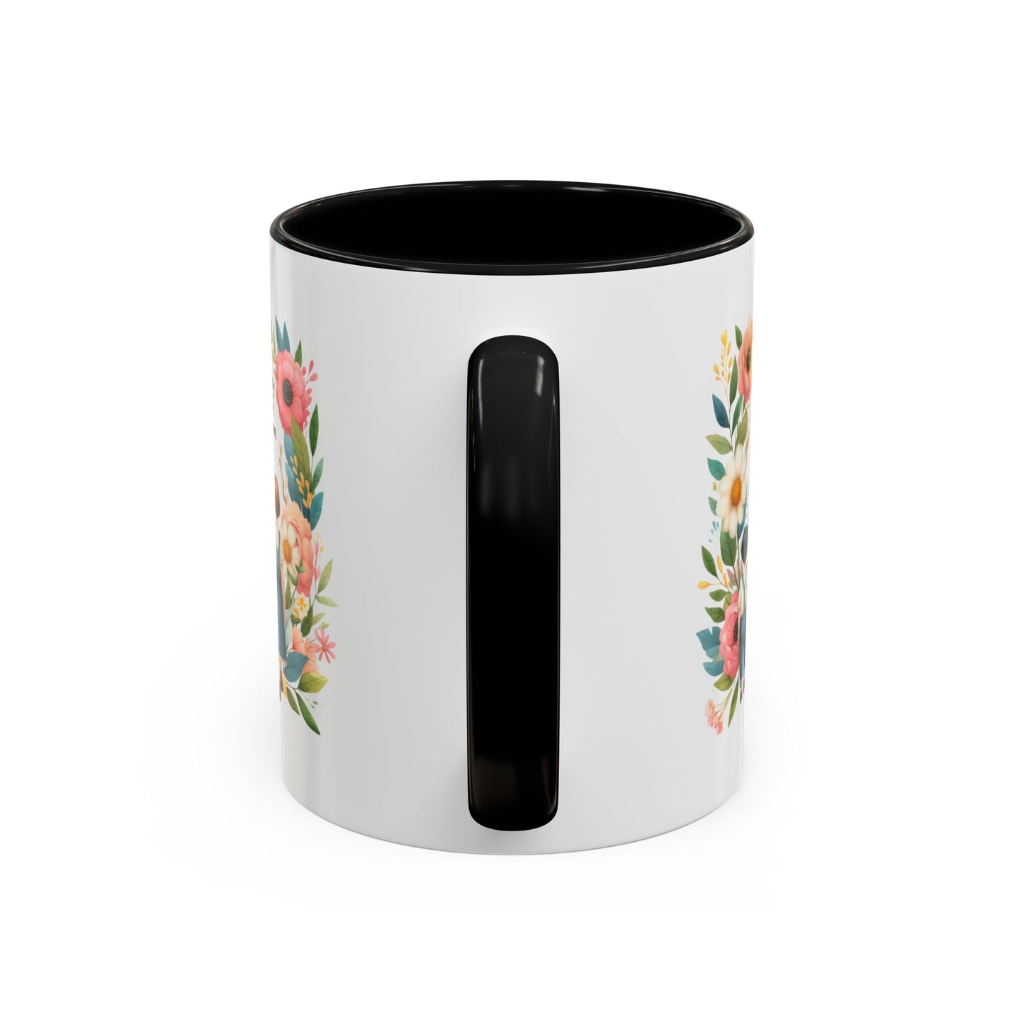 A Day with Mom Accent Coffee Mug - Floral Design, Gift for Mom, Mother's Day, Family Moments, Coffee Lover
