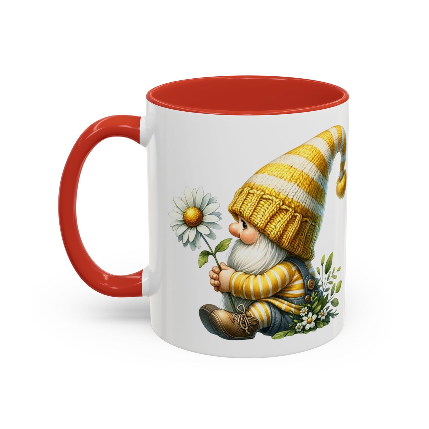 Whimsical Gnome Coffee Mug, Cute Gnome Cup for Garden Lovers, Spring Decor, Gift for Her, Coffee Lover's Mug, Unique Flower Mug