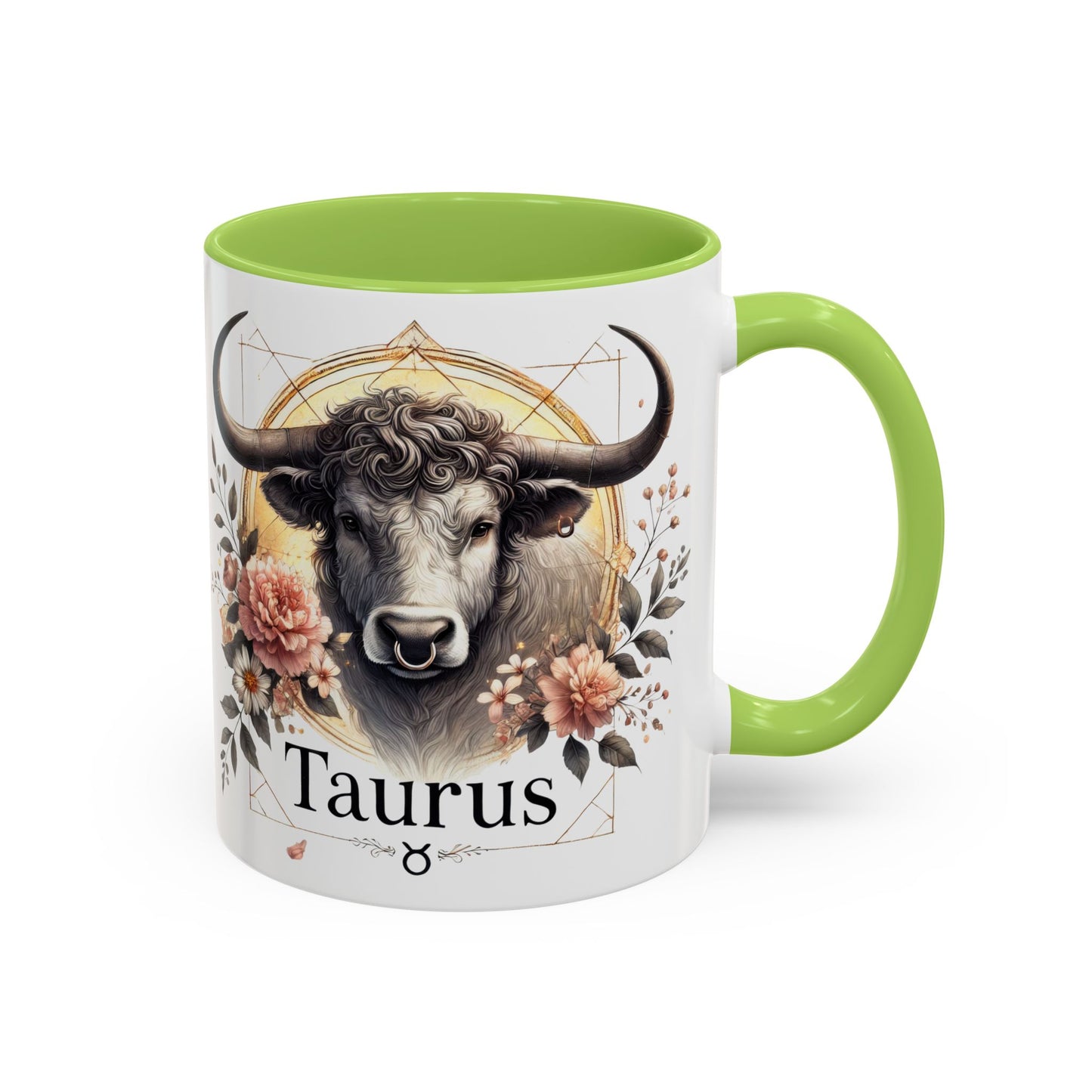 Taurus Floral Accent Coffee Mug | Astrology Gift for Taurus Fans | Office, Birthday, Zodiac Decor, Personalized Mug, Home & Kitchen
