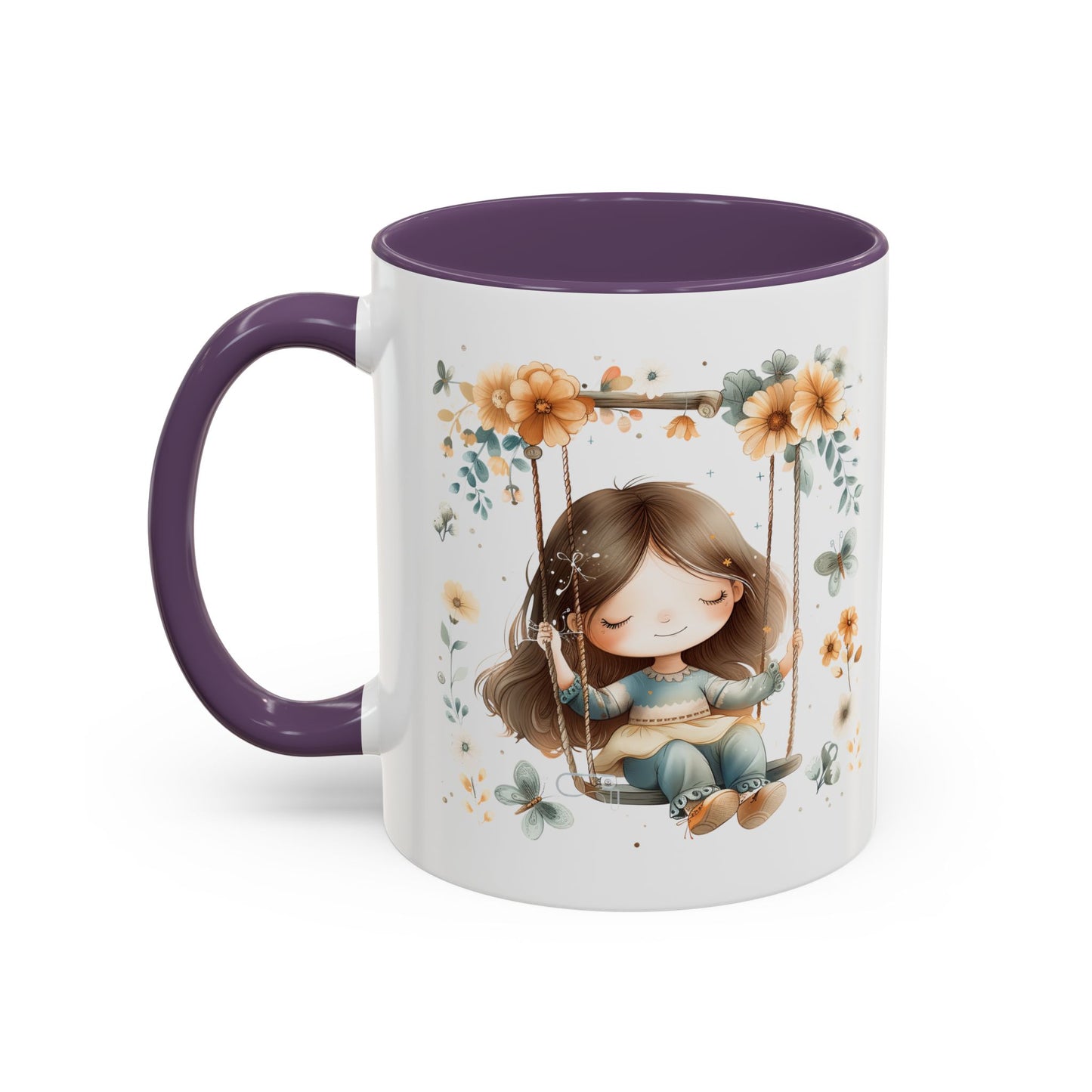 Whimsical Floral Swing Accent Coffee Mug, Cute Gift for Tea Lovers, Cozy Home Decor, Ideal for Birthdays, Mother’s Day, Girlfriend Gift