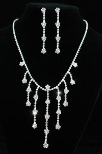 Bridal Wedding Dangle Rhinestone Necklace Earrings Set XS1148-0