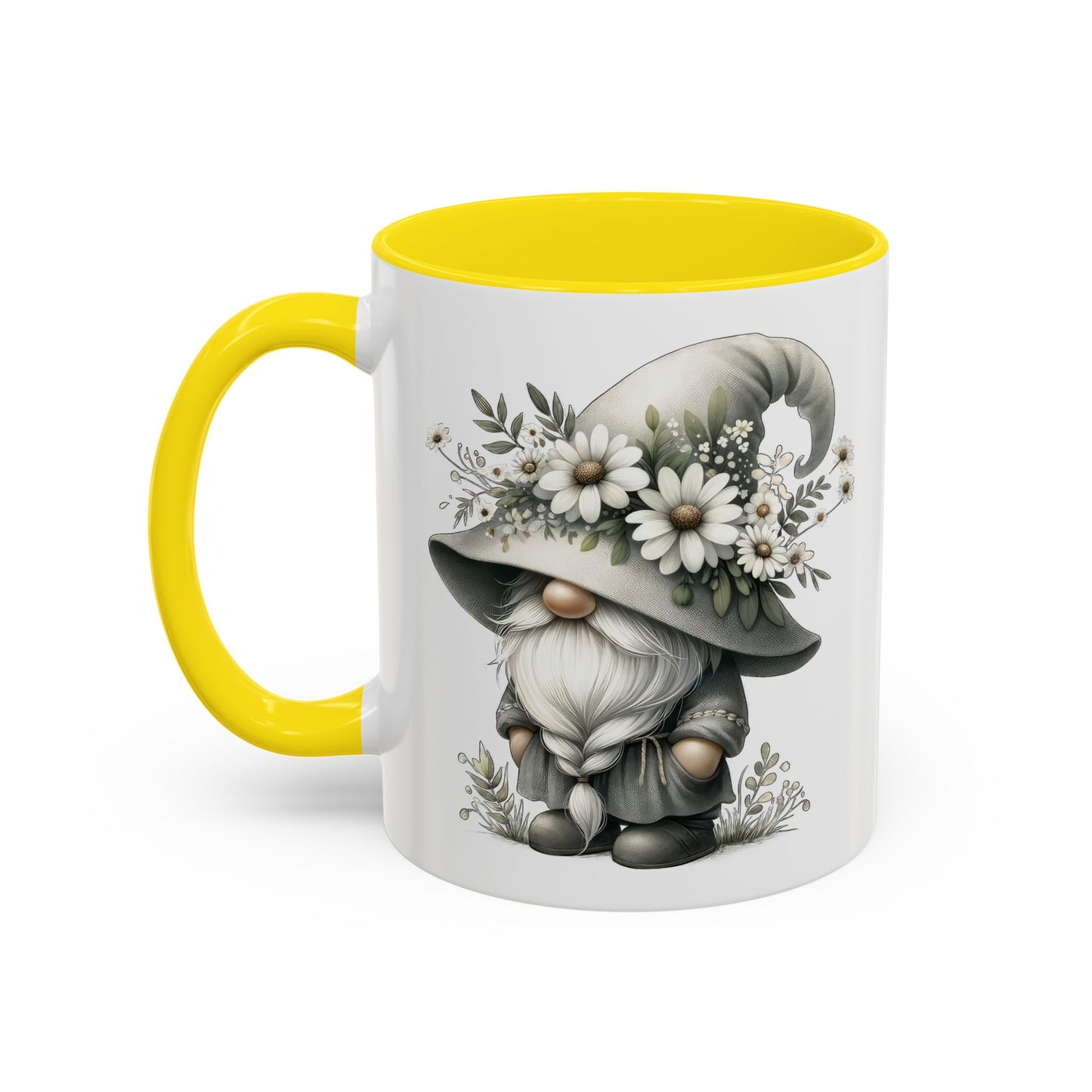 Whimsical Gnome Coffee Mug, Cute Floral Mug, Gift for Garden Lovers, Accent Mug for Coffee, Tea, and Hot Cocoa