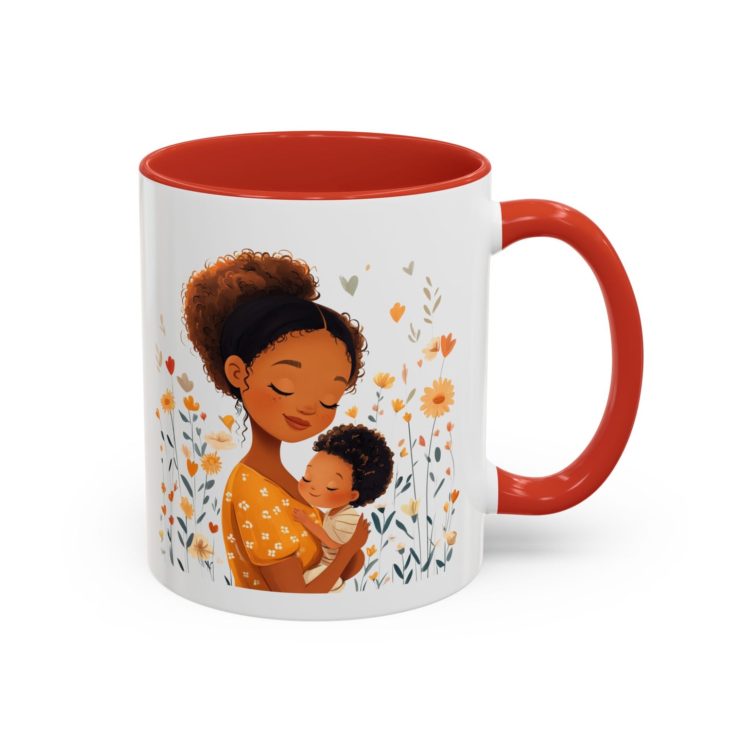 Warmth & Love Mug, Floral Mother & Child Coffee Cup, Gift for Mom, Cozy Drinkware, Baby Shower Mug, Family Bonding