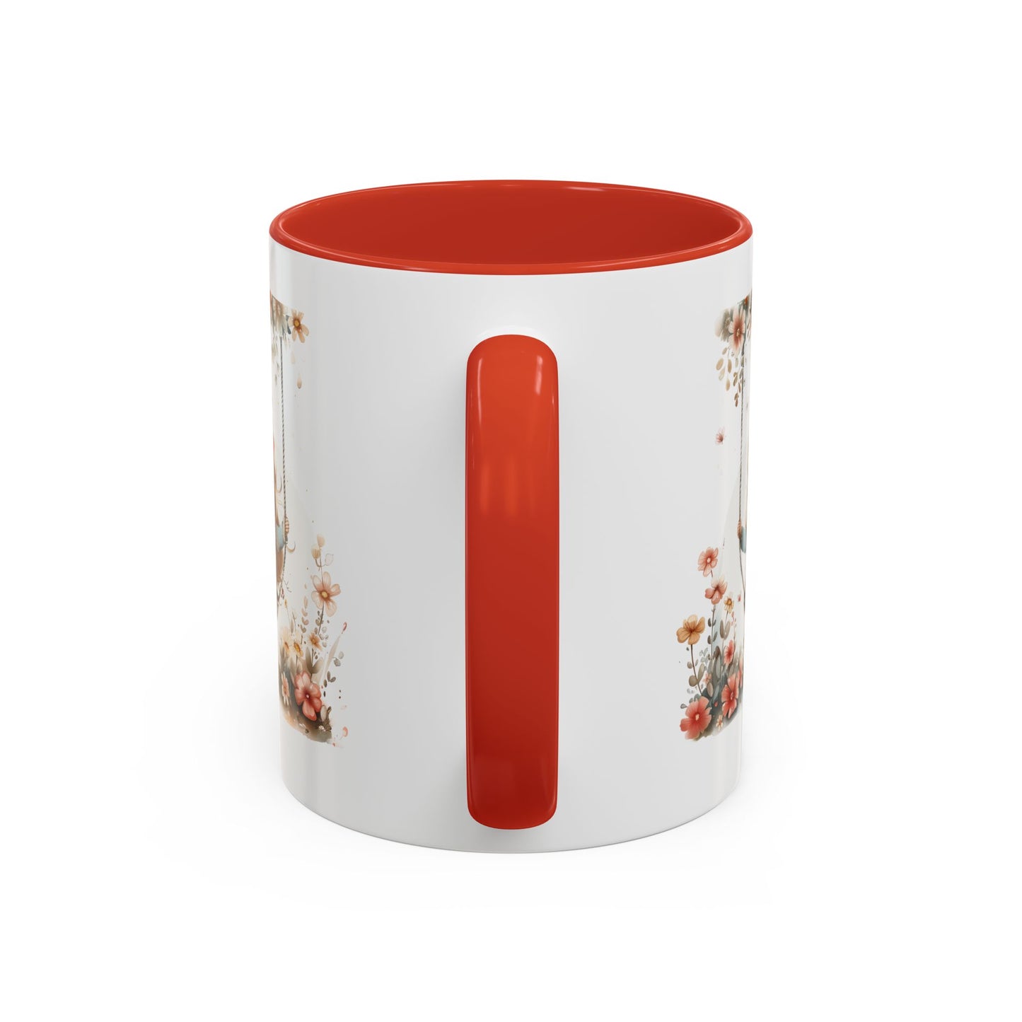 Cute Floral Swing Coffee Mug, Adorable Gift for Her, Tea Lover Mug, Cozy Home Decor, Birthday Gift, Floral Art Drinkware