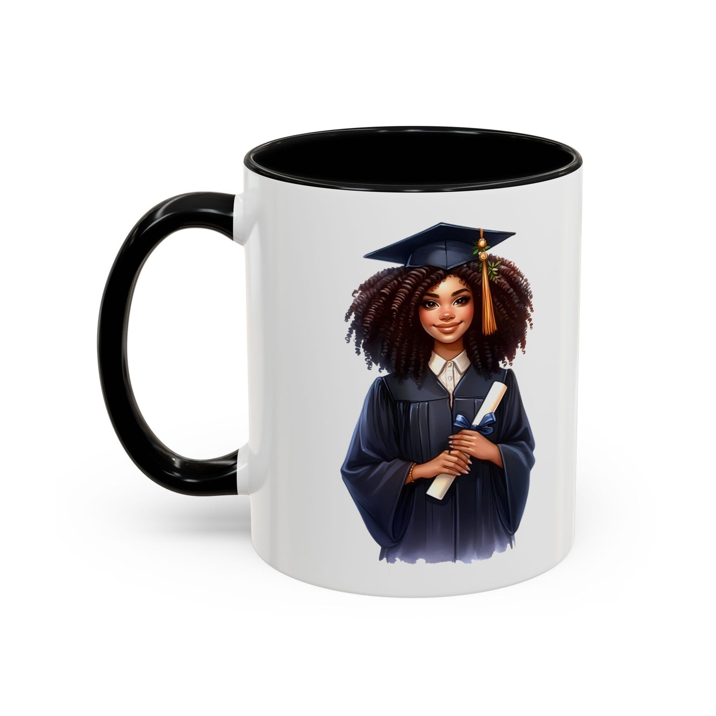 Graduation Celebration Coffee Mug, Inspirational Gift for Graduates, Black Accent Mug, Office Desk Cup, Graduation Keepsake