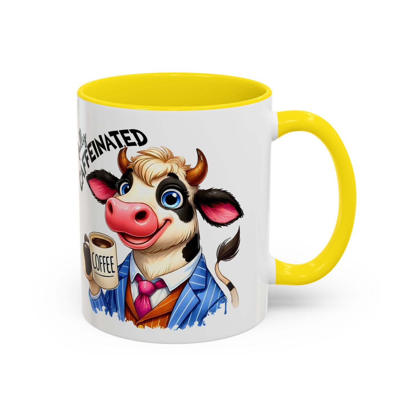 Caffeinated Cow Mug, Cute Animal Coffee Cup, Farmhouse Kitchen Gift, Fun Ceramic Mug for Coffee Lovers, Unique Drinkware for Holidays