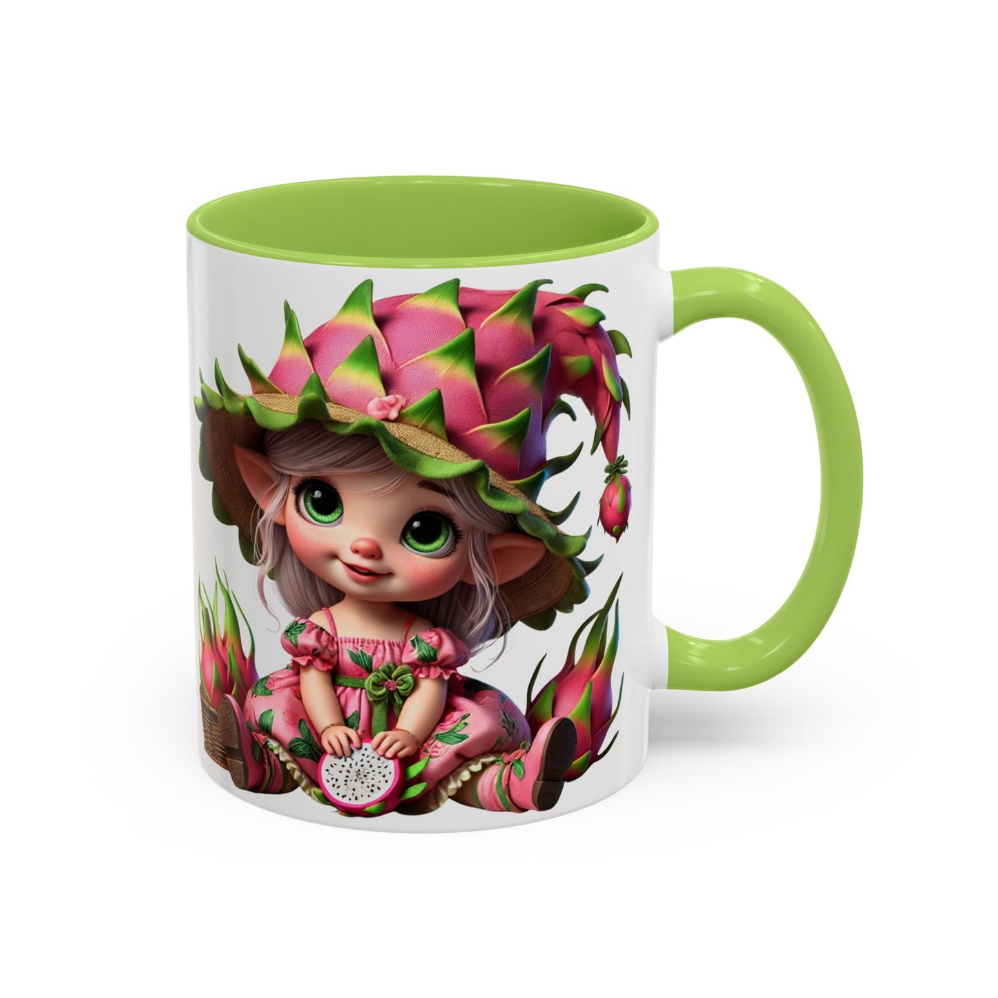 Whimsical Dragon Fruit Character Coffee Mug - Perfect for Plant Lovers & Fantasy Fans