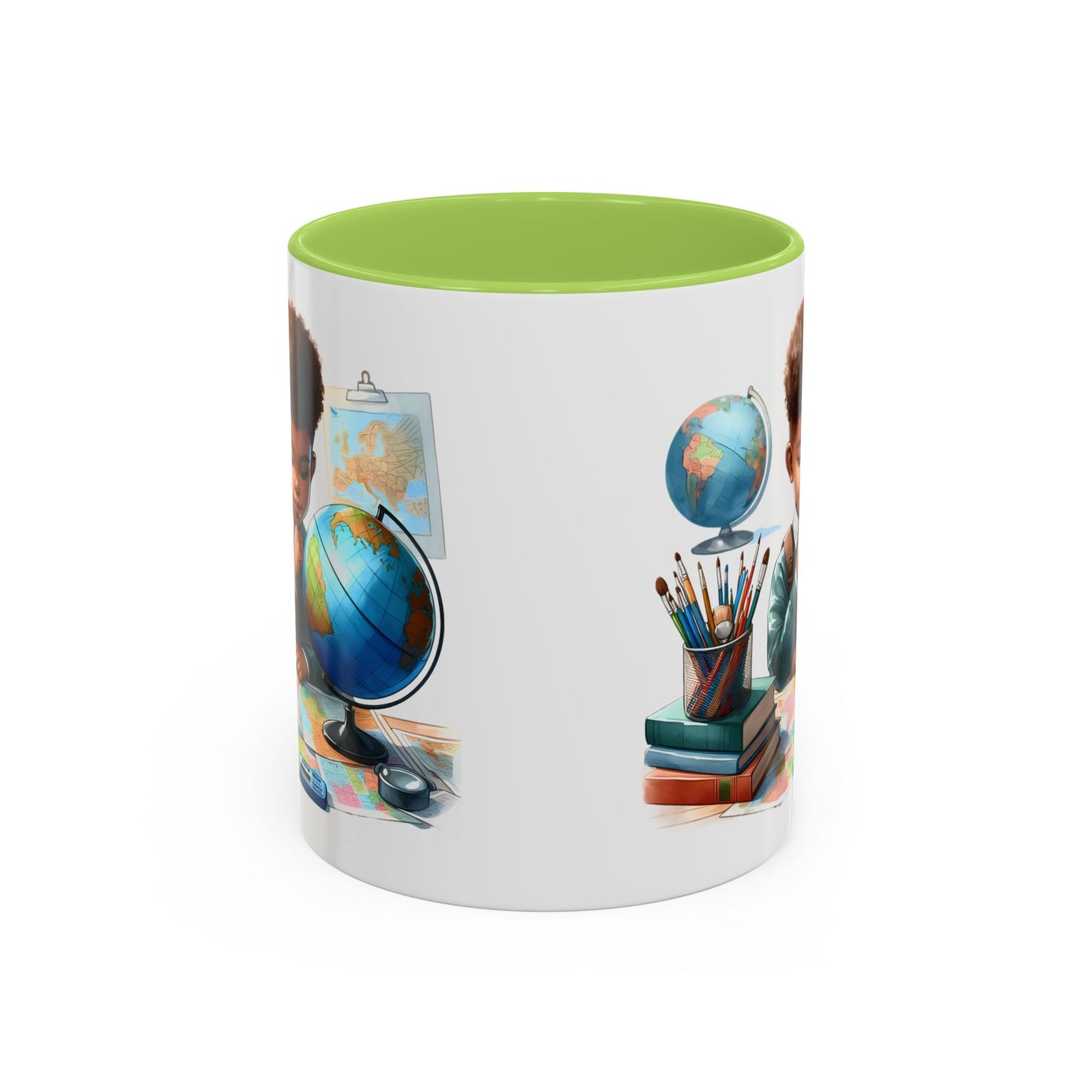 World Explorer Accent Coffee Mug - Perfect for Students, Travel Lovers, Teachers, Back to School, Gift for Kids