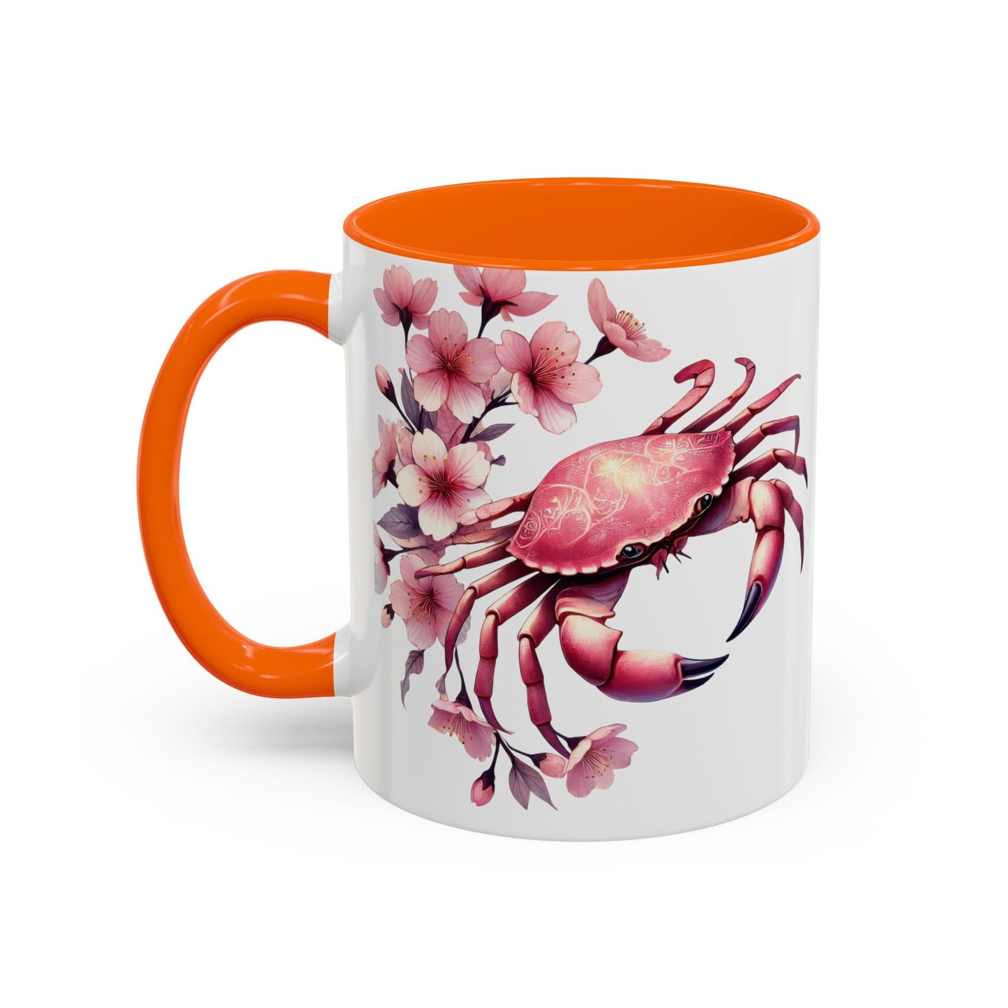 Artistic Crab & Cherry Blossom Mug - 11 & 15oz Accent Coffee Cup