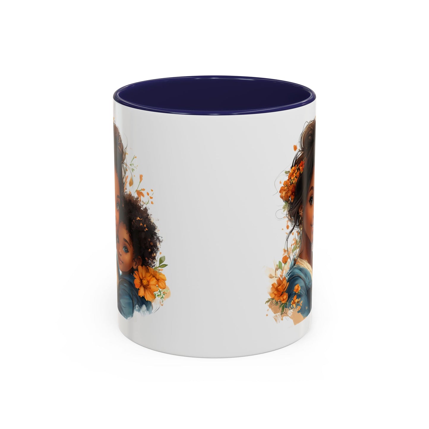 Embrace Love Accent Coffee Mug, Floral Mug, Motherhood Gift, Family Bonding, Personalized Drinkware