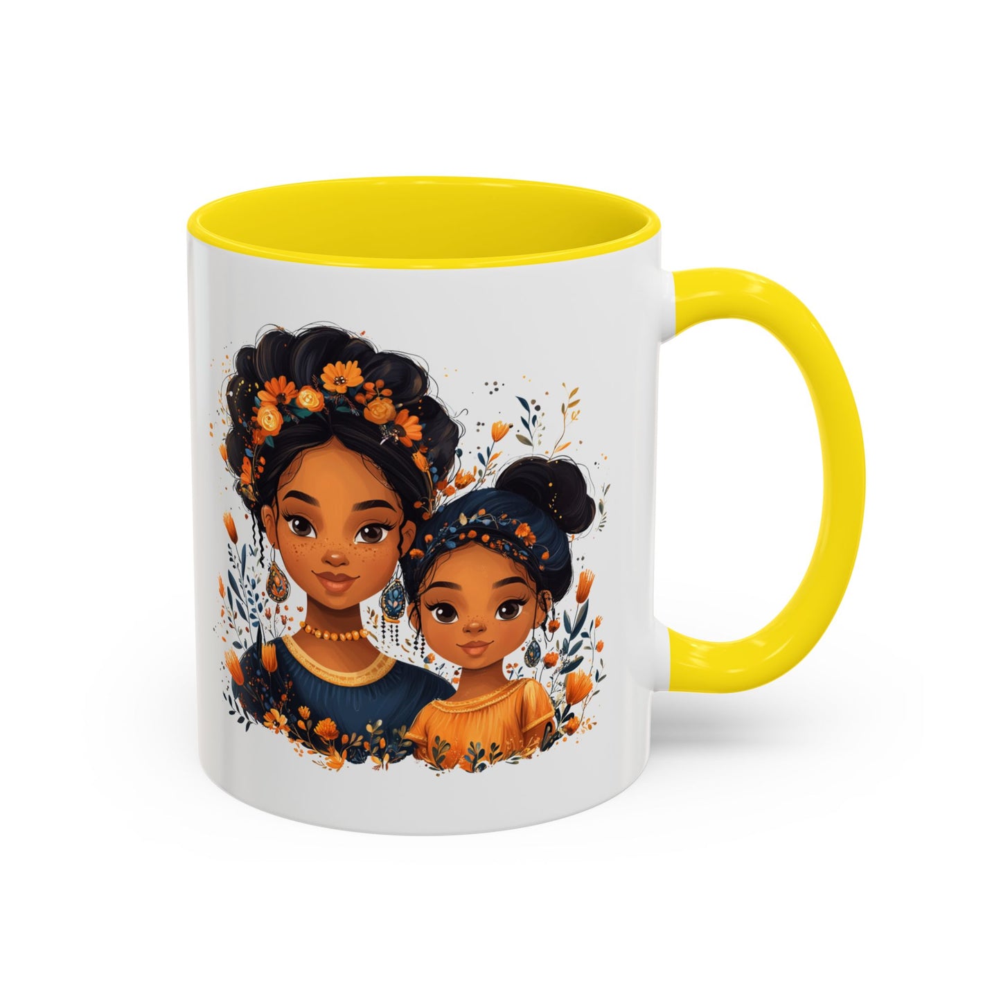 Cute Floral Accent Mug for Coffee Lovers, Gift for Moms, Family Bonding, Fall Decor, Unique Tea Mug