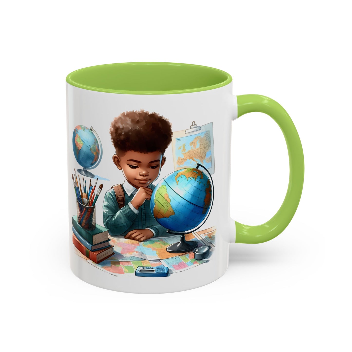 World Explorer Accent Coffee Mug - Perfect for Students, Travel Lovers, Teachers, Back to School, Gift for Kids