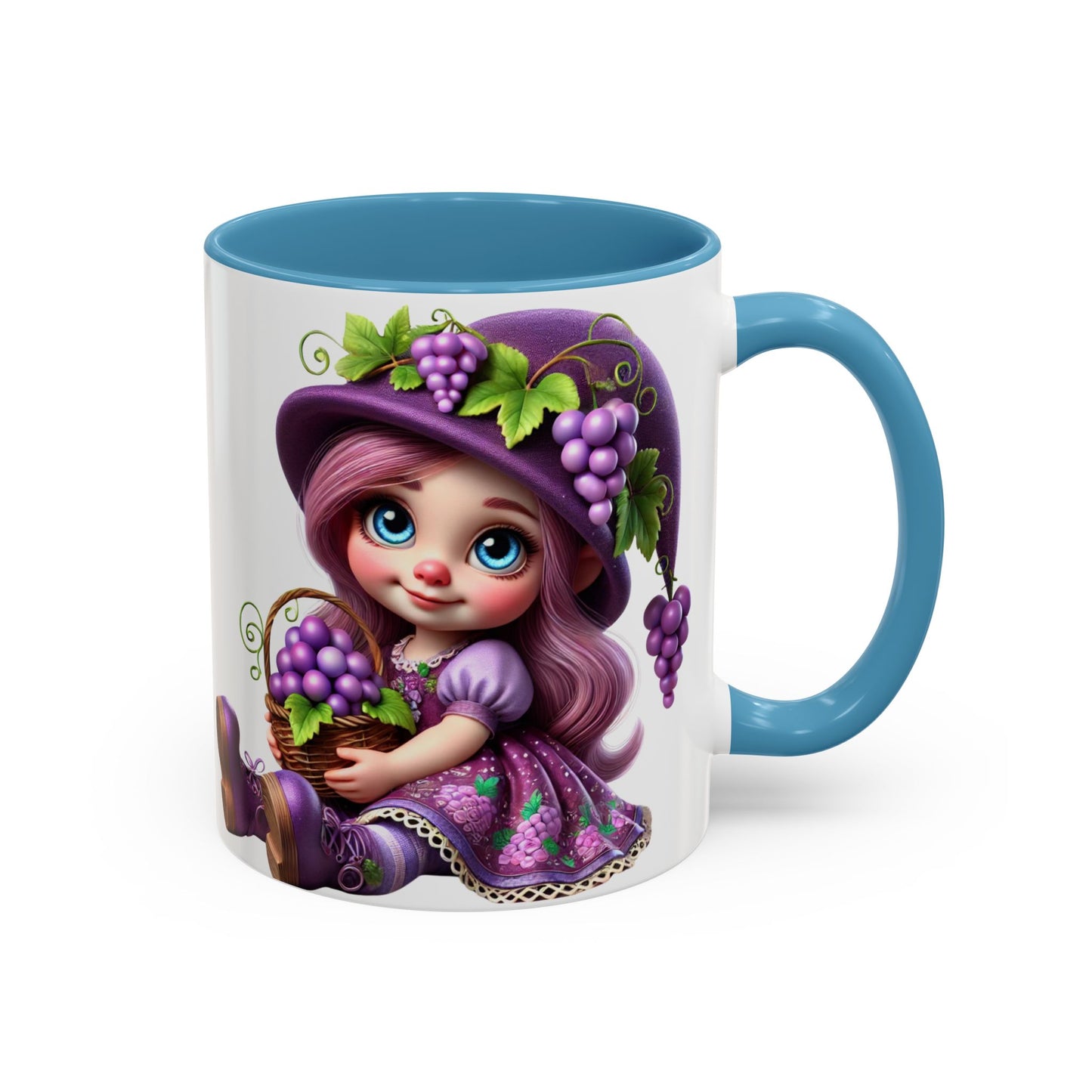 Whimsical Grape Girl Coffee Mug - Fun 11oz & 15oz Accent Mugs for Kids and Wine Lovers