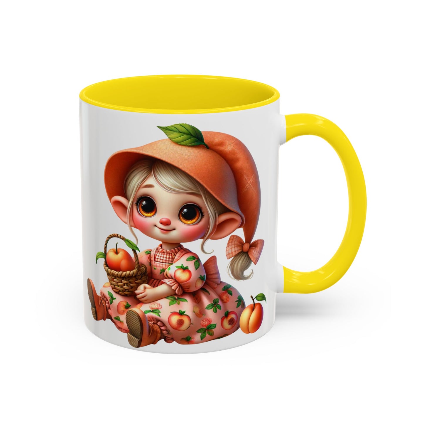Cute Peach Character Accent Coffee Mug - 11 & 15oz
