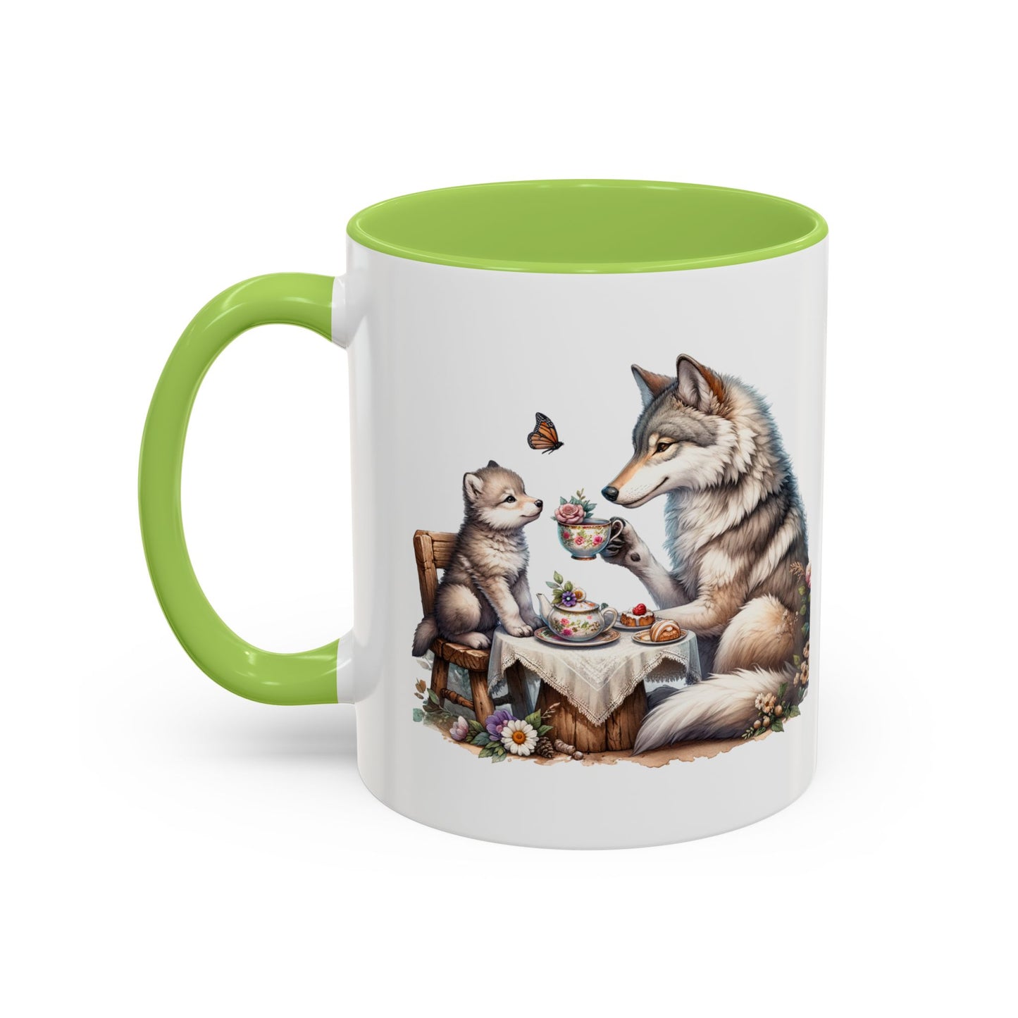 Whimsical Wolf Tea Time Mug | Cute Animal Coffee Cup, Gifts for Animal Lovers, Home Decor, Cozy Kitchen, Unique Gift Idea