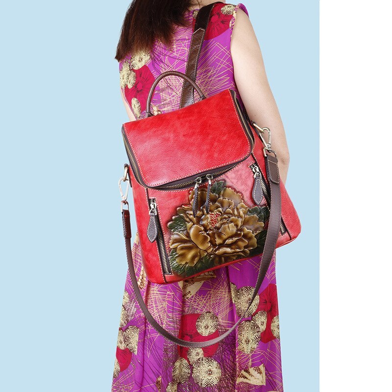 Large Capacity Full Head Leather Bag With One Shoulder