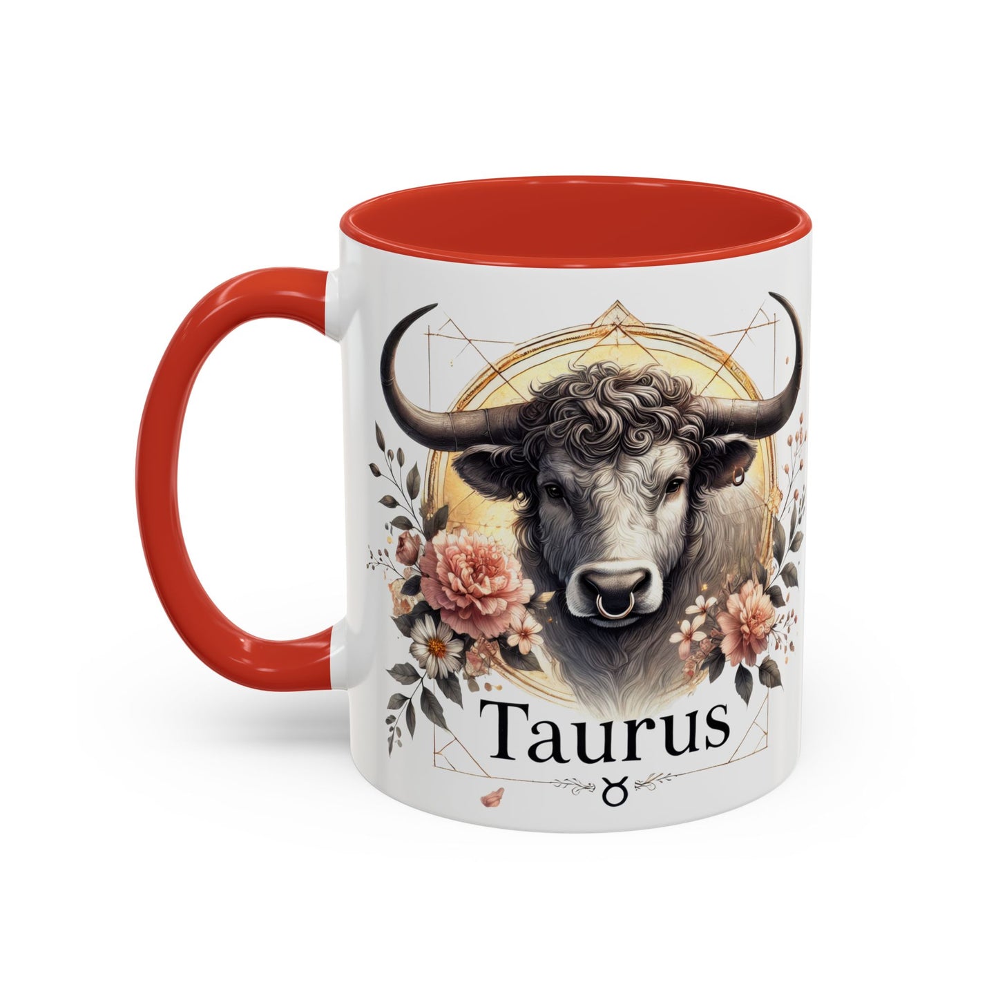 Taurus Floral Accent Coffee Mug | Astrology Gift for Taurus Fans | Office, Birthday, Zodiac Decor, Personalized Mug, Home & Kitchen