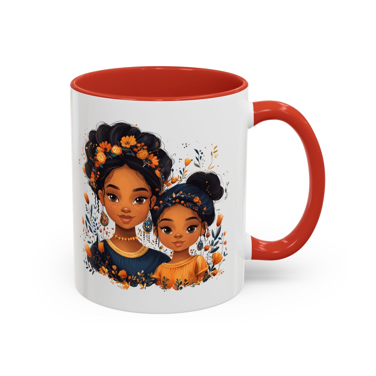 Cute Floral Accent Mug for Coffee Lovers, Gift for Moms, Family Bonding, Fall Decor, Unique Tea Mug