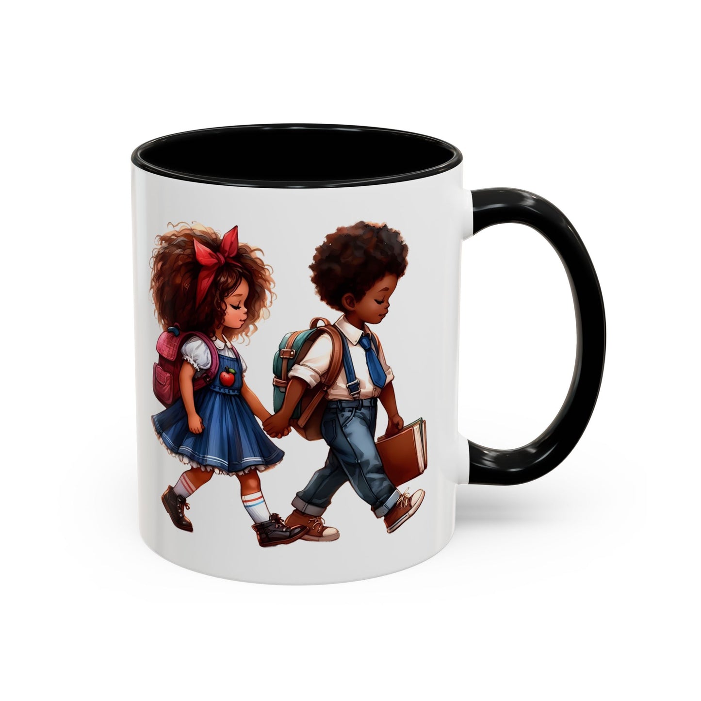 Cute Kids Walking Accent Coffee Mug | Back to School, Teacher Gift, Children's Art, Personalized Tea Cup, Unique Gift Idea