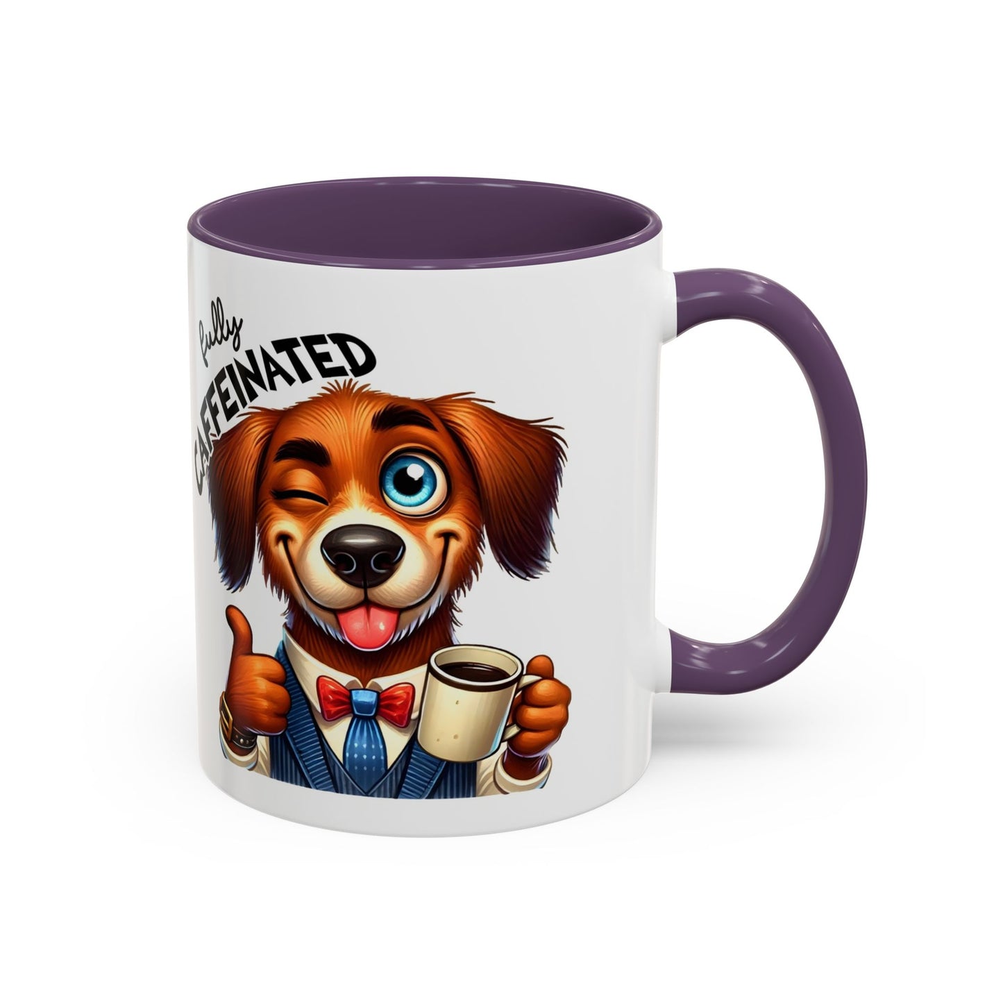 Caffeinated Dog Mug, Funny Pet Lover Coffee Cup, Gift for Dog Owners, Cute Animal Drinkware, Whimsical Home Decor