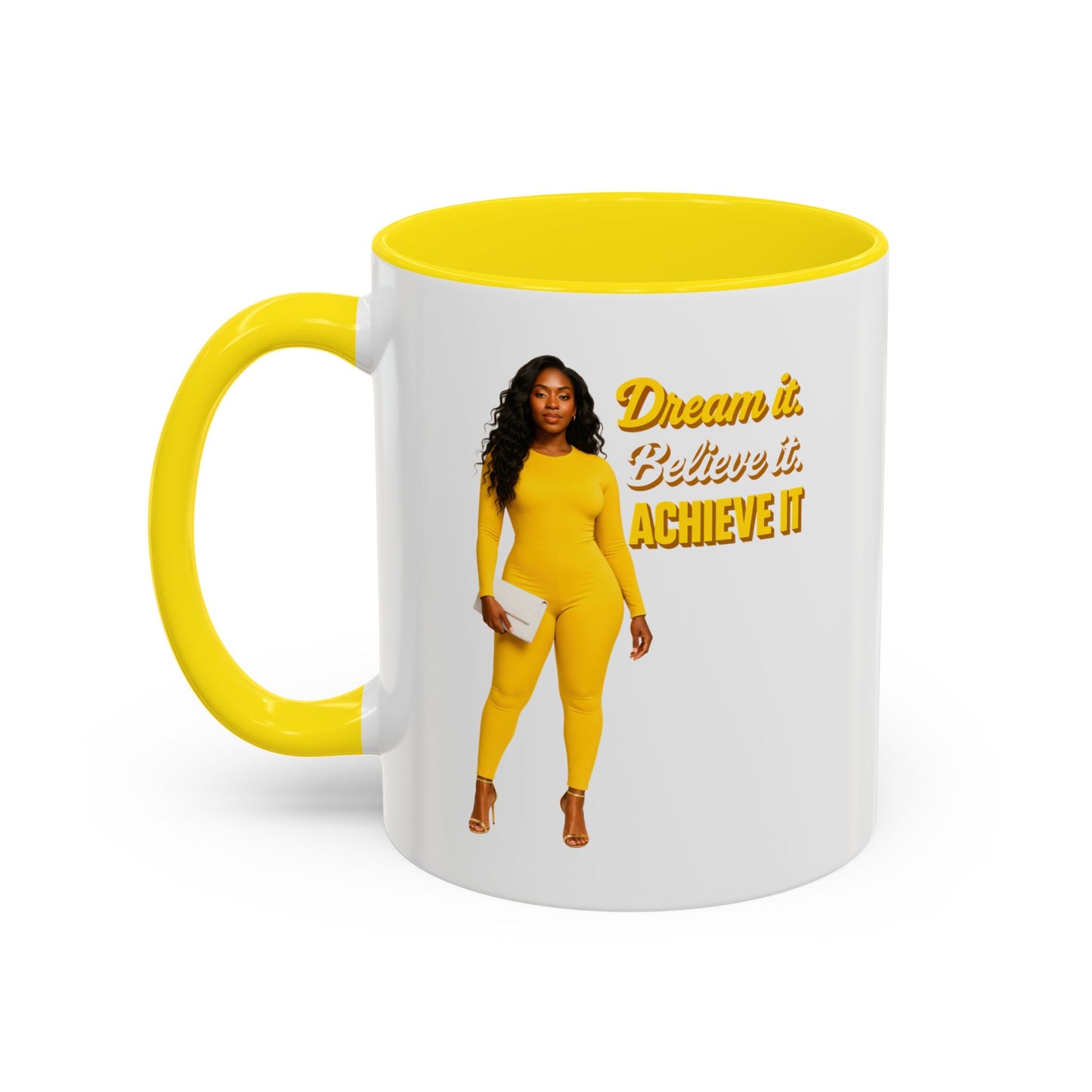Inspiring Accent Coffee Mug - Dream It, Believe It, Achieve It, Motivational Gift, Coffee Lovers, Home Office Decor