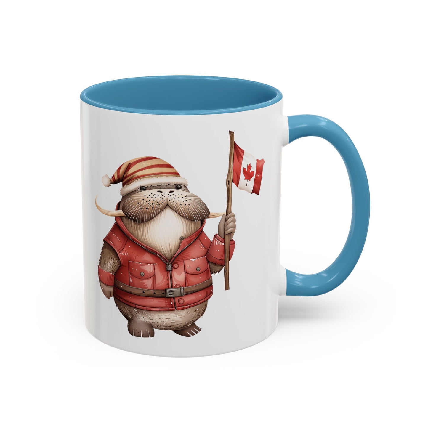 Canadian Holiday Accent Coffee Mug - Adorable Walrus with Flag, Gift for Canada Day, Cute Decor, Coffee Lover, Kitchen Accessory