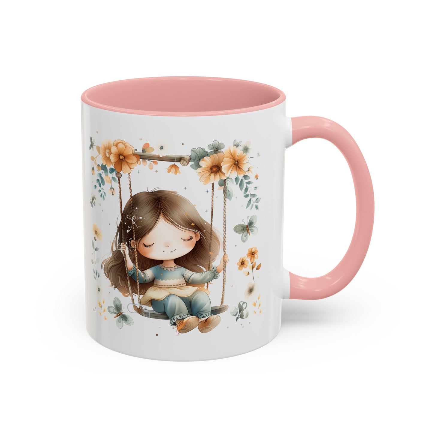 Whimsical Floral Swing Accent Coffee Mug, Cute Gift for Tea Lovers, Cozy Home Decor, Ideal for Birthdays, Mother’s Day, Girlfriend Gift