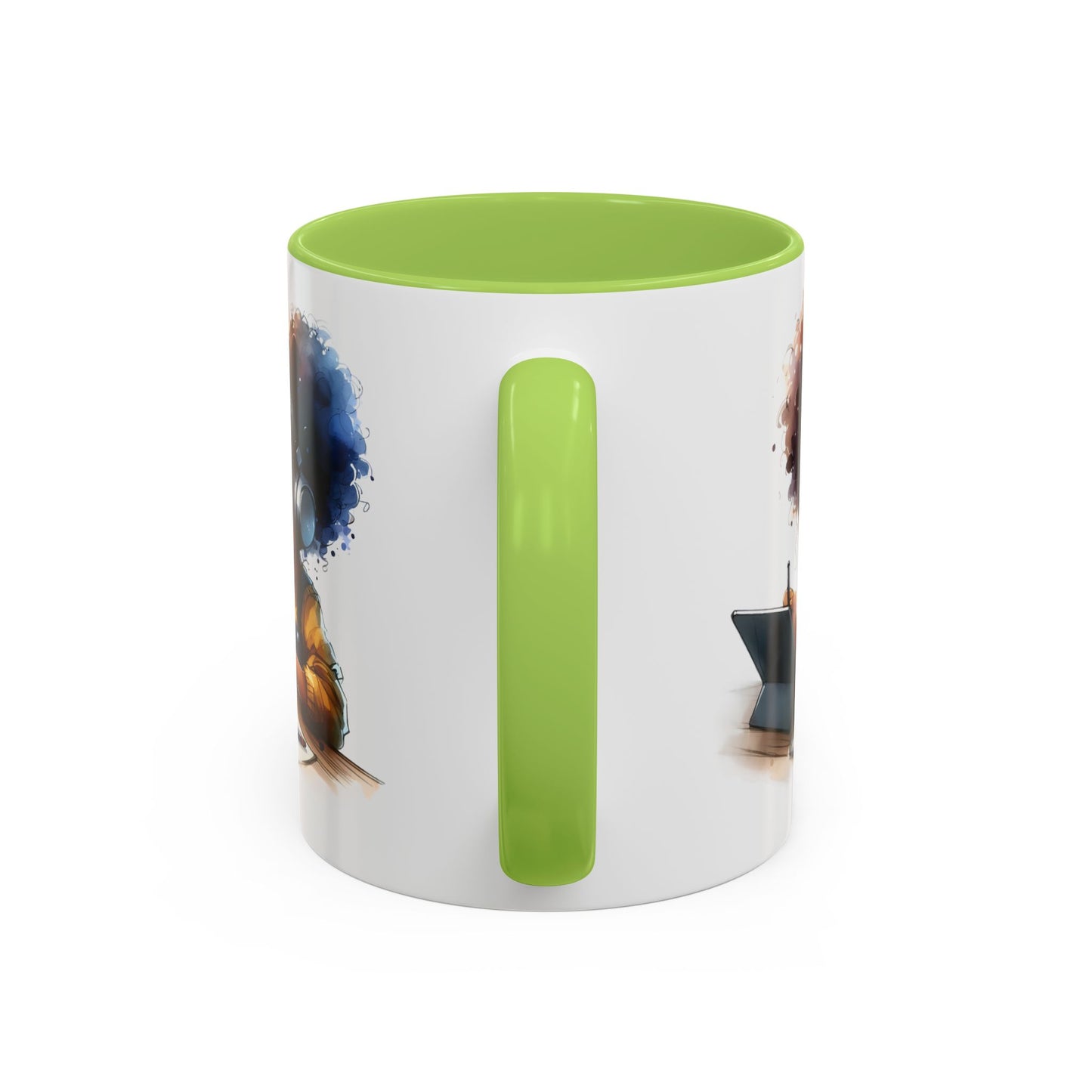 Vibrant Kid's Study Mug, Art Inspired Coffee Cup, Black Handle Tea Mug, Creative Gift for Students, Birthday Present