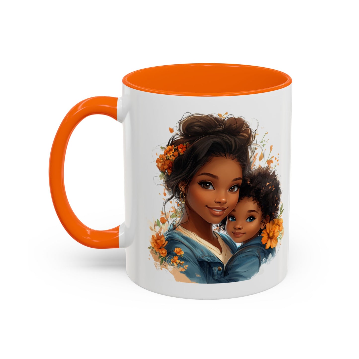 Embrace Love Accent Coffee Mug, Floral Mug, Motherhood Gift, Family Bonding, Personalized Drinkware