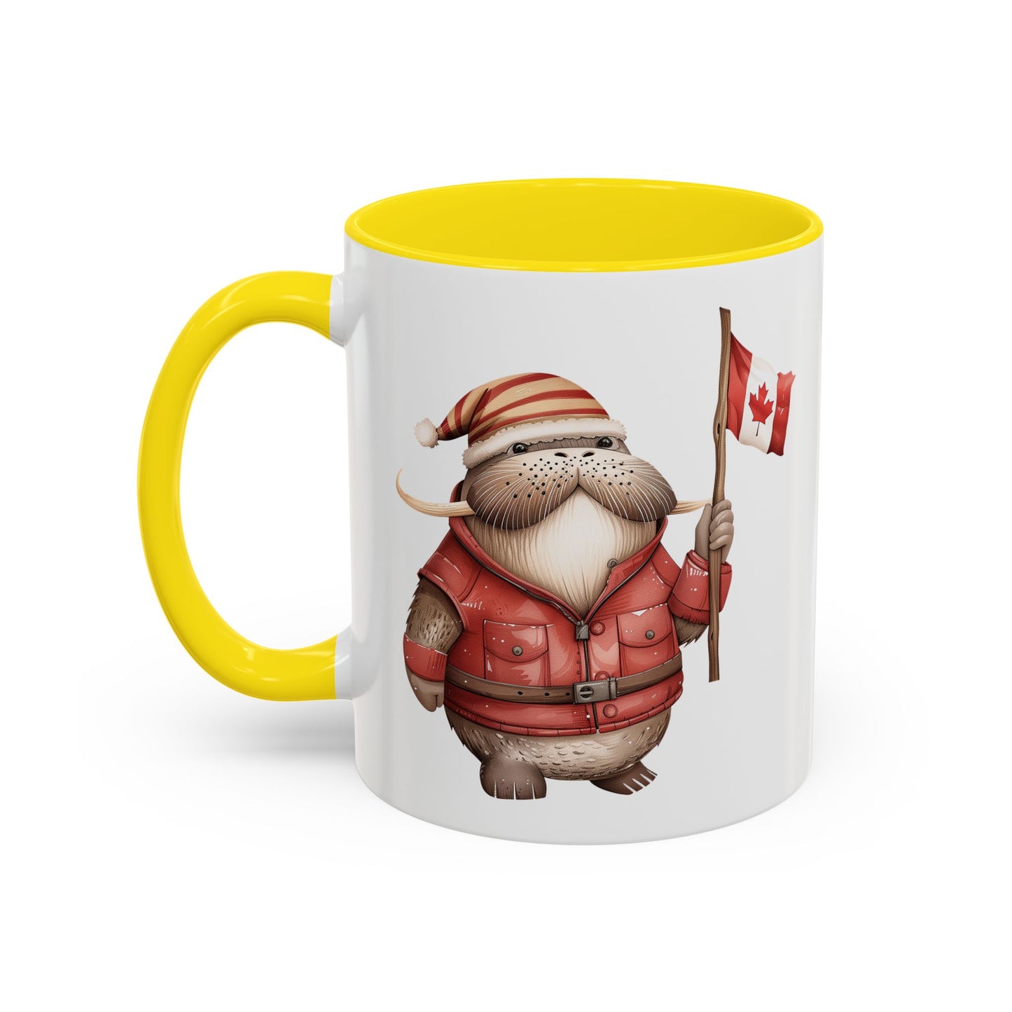 Canadian Holiday Accent Coffee Mug - Adorable Walrus with Flag, Gift for Canada Day, Cute Decor, Coffee Lover, Kitchen Accessory