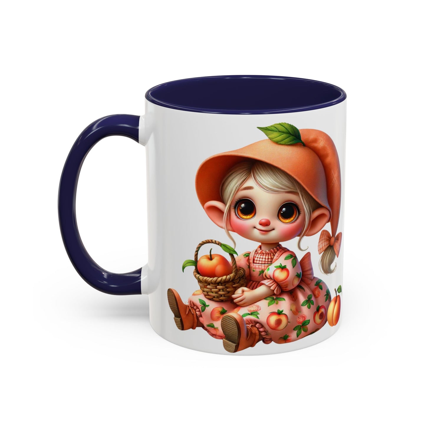 Cute Peach Character Accent Coffee Mug - 11 & 15oz