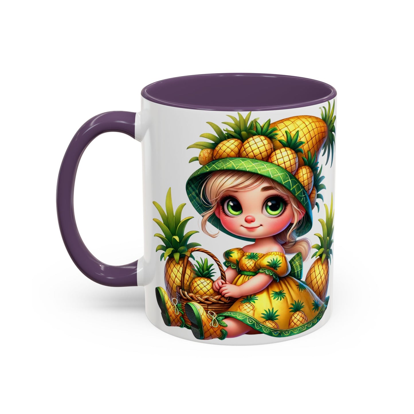 Pineapple Paradise Accent Coffee Mug - Cute Tropical Design, 11oz & 15oz