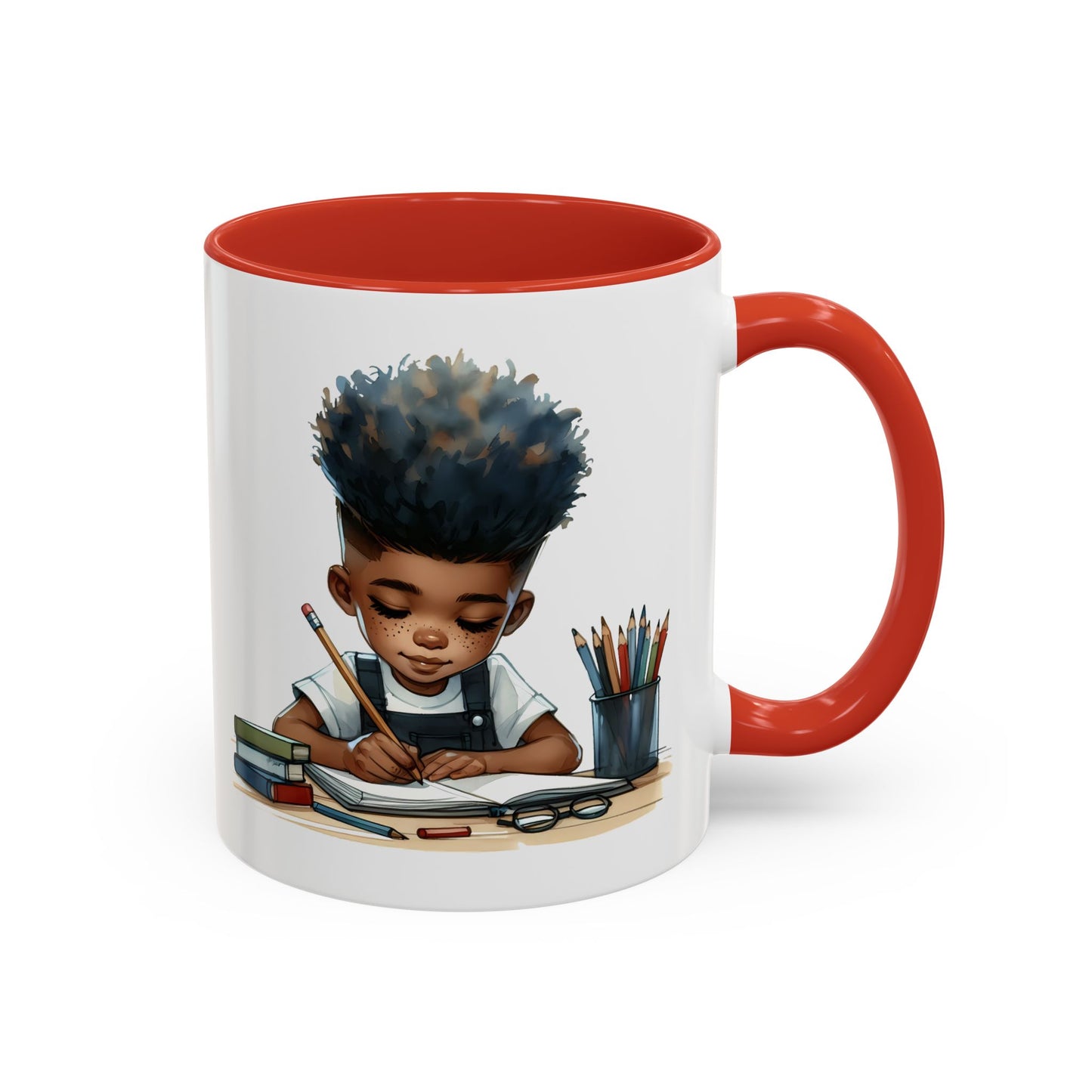 Creative Kids Coffee Mug, Black Accent Mug, Cute Student Gift, Kids Artwork Mug, Back-to-School Coffee Cup, Educational Gift Idea