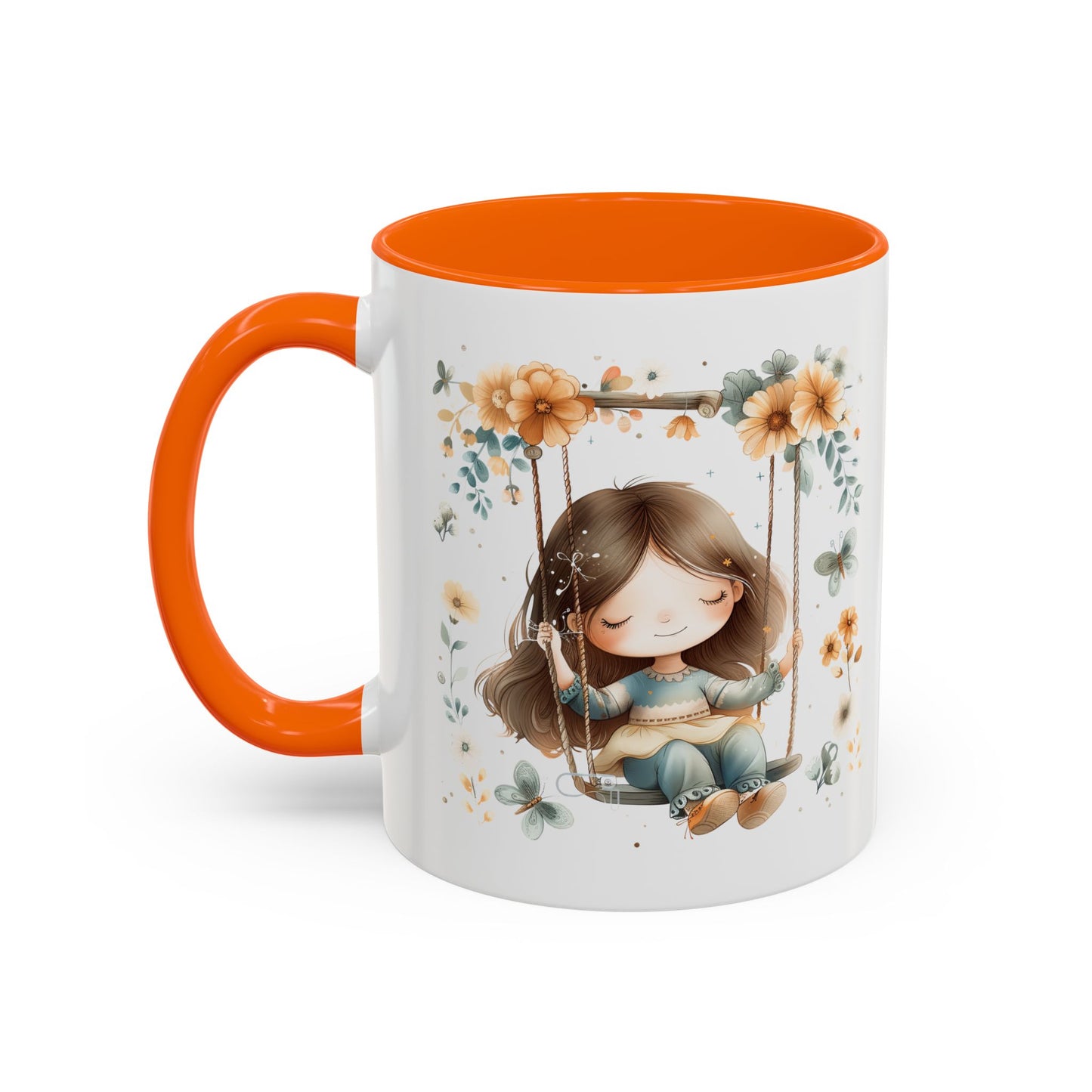 Whimsical Floral Swing Accent Coffee Mug, Cute Gift for Tea Lovers, Cozy Home Decor, Ideal for Birthdays, Mother’s Day, Girlfriend Gift