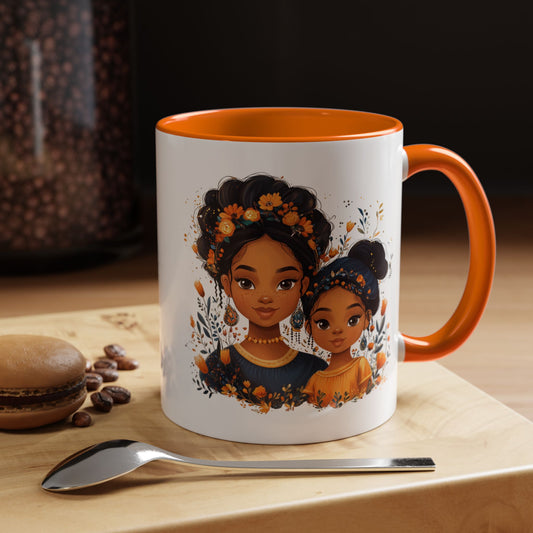 Cute Floral Accent Mug for Coffee Lovers, Gift for Moms, Family Bonding, Fall Decor, Unique Tea Mug