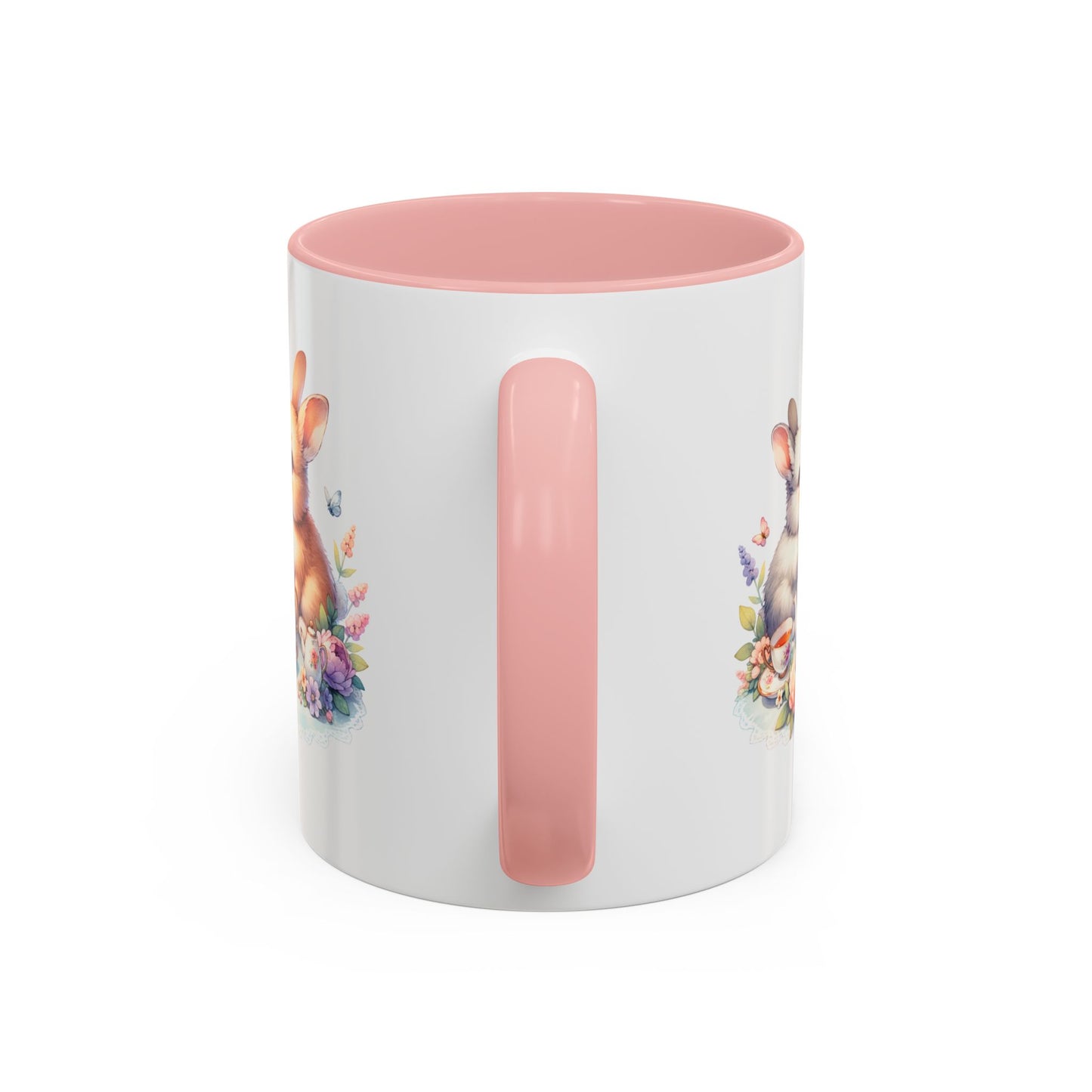 Whimsical Bunny Coffee Mug, Cute Bunny Mug for Spring, Easter Gift, Floral Rabbit Mug, Fun Coffee Cup