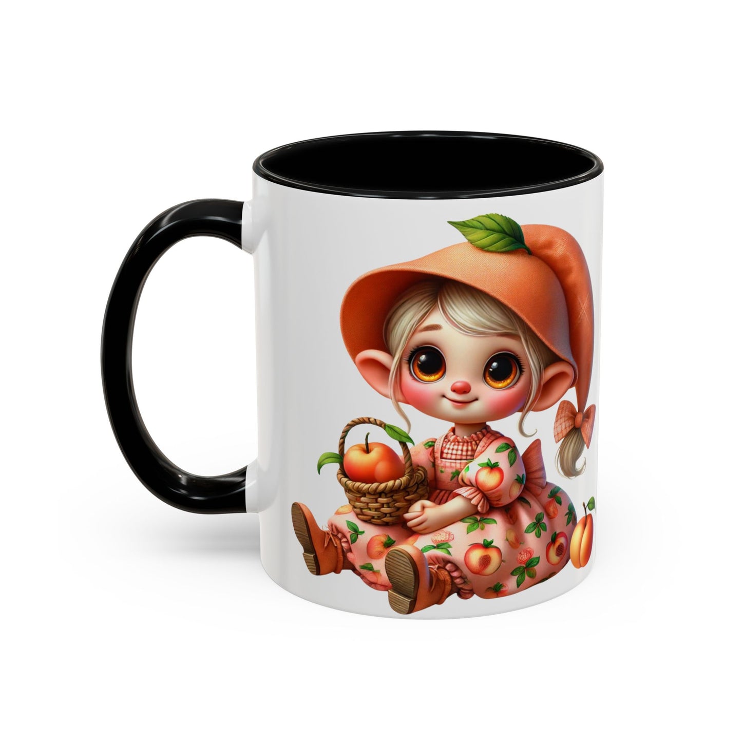 Cute Peach Character Accent Coffee Mug - 11 & 15oz
