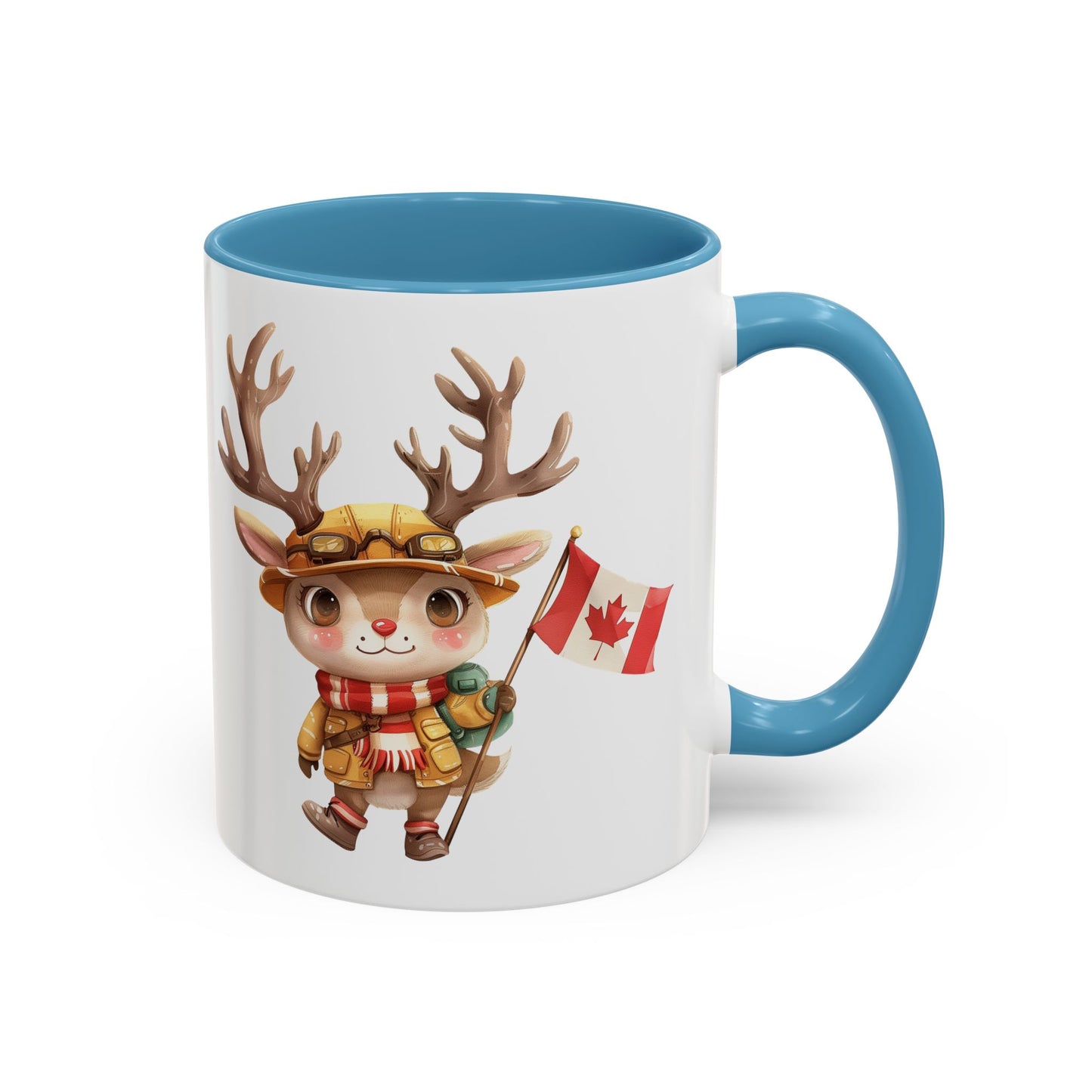 Cute Canadian Reindeer Mug, Accent Coffee Cup for Animal Lovers, Holiday Gift, Cute Kitchen Decor, Seasonal Drinkware