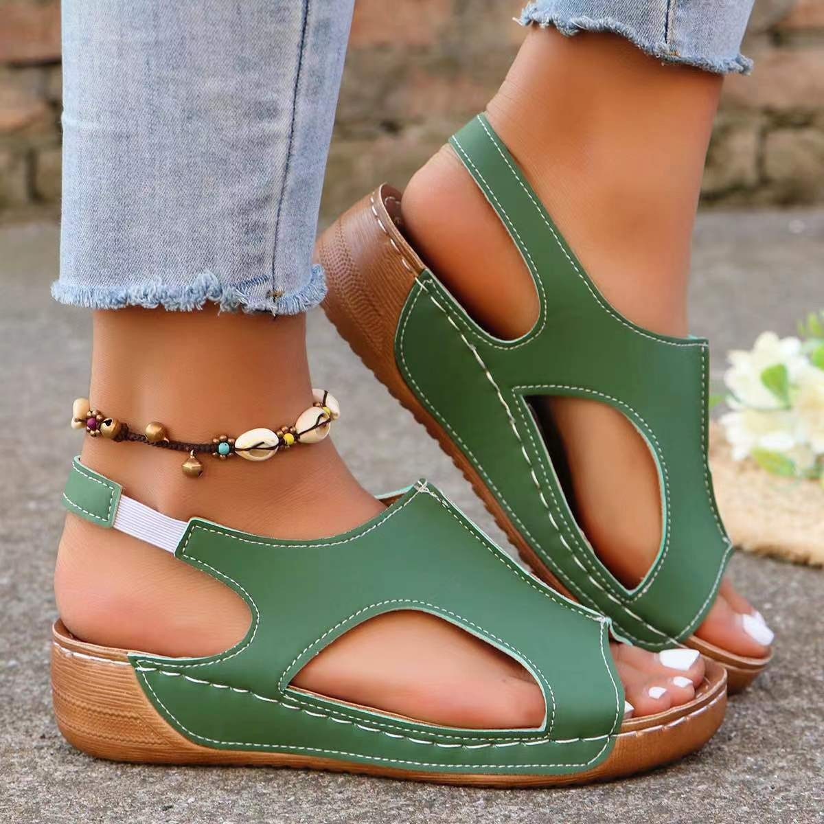 New Summer Wedges Sandals With Elastic Band Design Casual Fish Mouth Shoes For Women Store Hive UNIjuntos