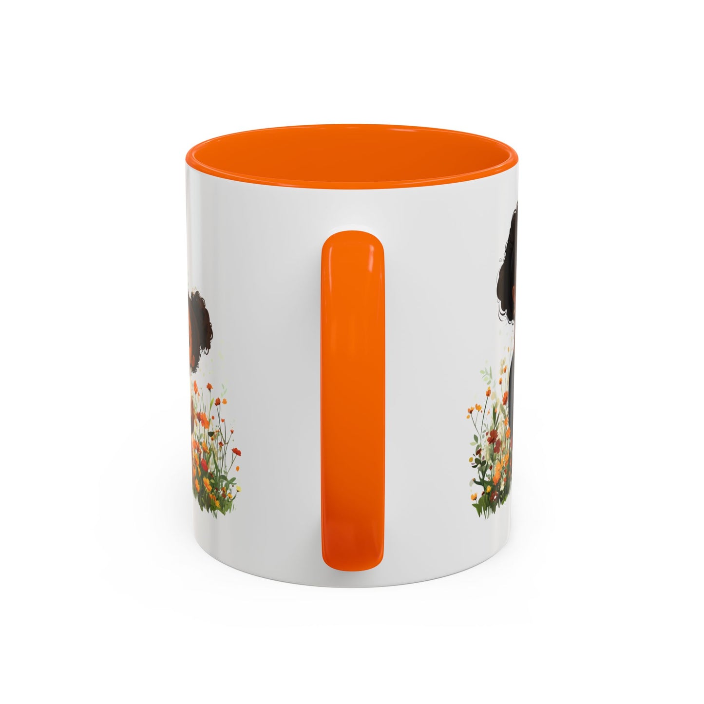 Floral Family Accent Coffee Mug, Black Handle Mug, Mama and Child Gift, Mother's Day, Cozy Home Decor, Cute Coffee Cup