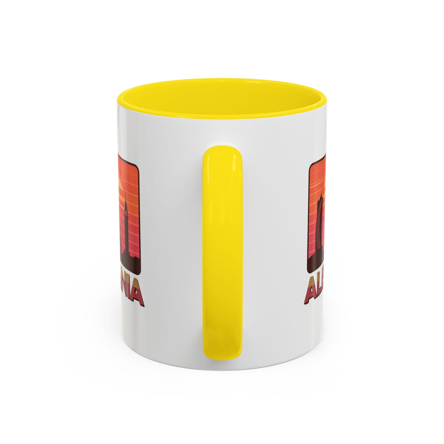 Albania Sunrise Accent Coffee Mug | Retro Travel Mug | Gift for Coffee Lovers | Unique Home Decor | Custom Souvenir for Albania Enthusiasts